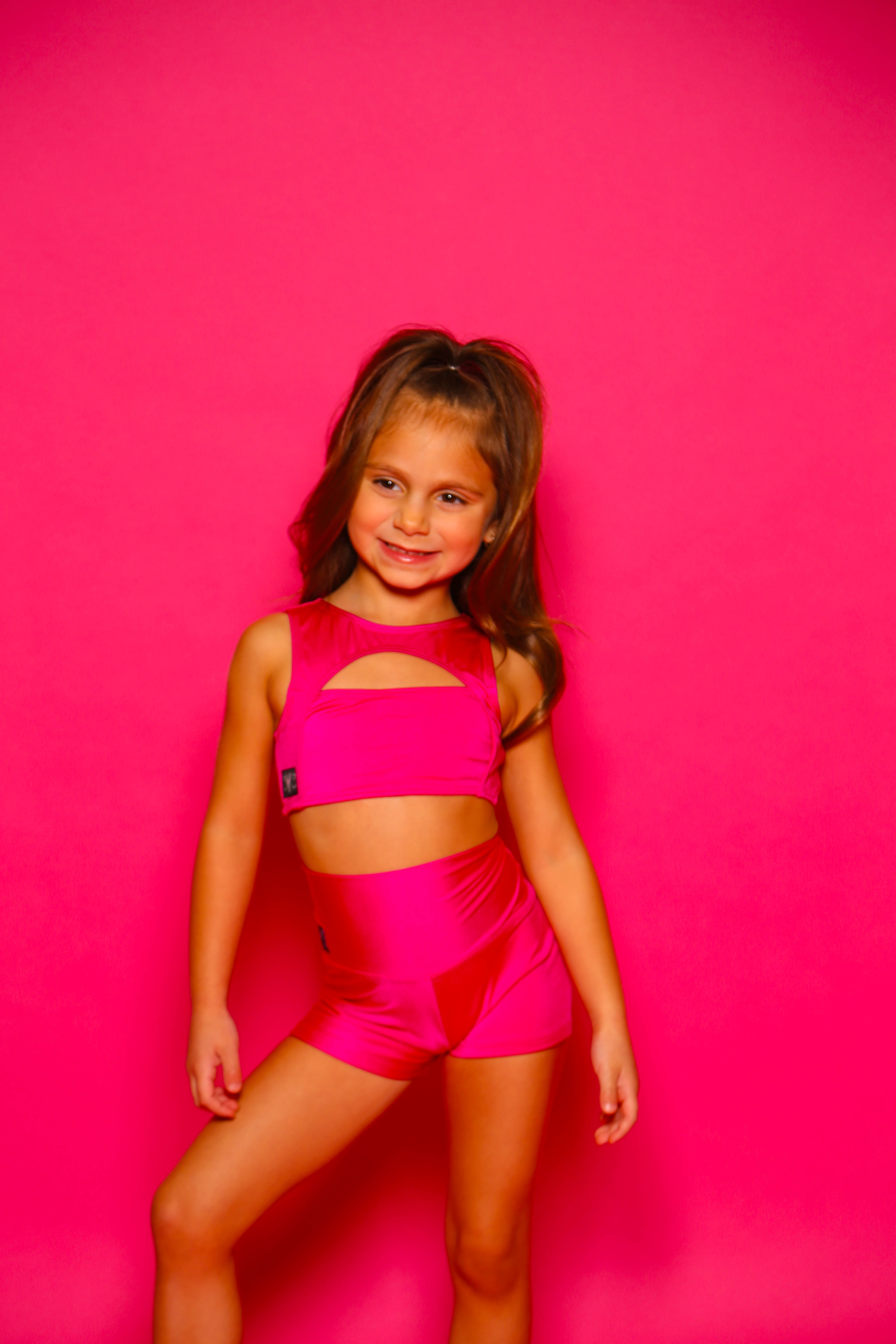 Anikka Short - Fuchsia Shiny - Ready To Ship