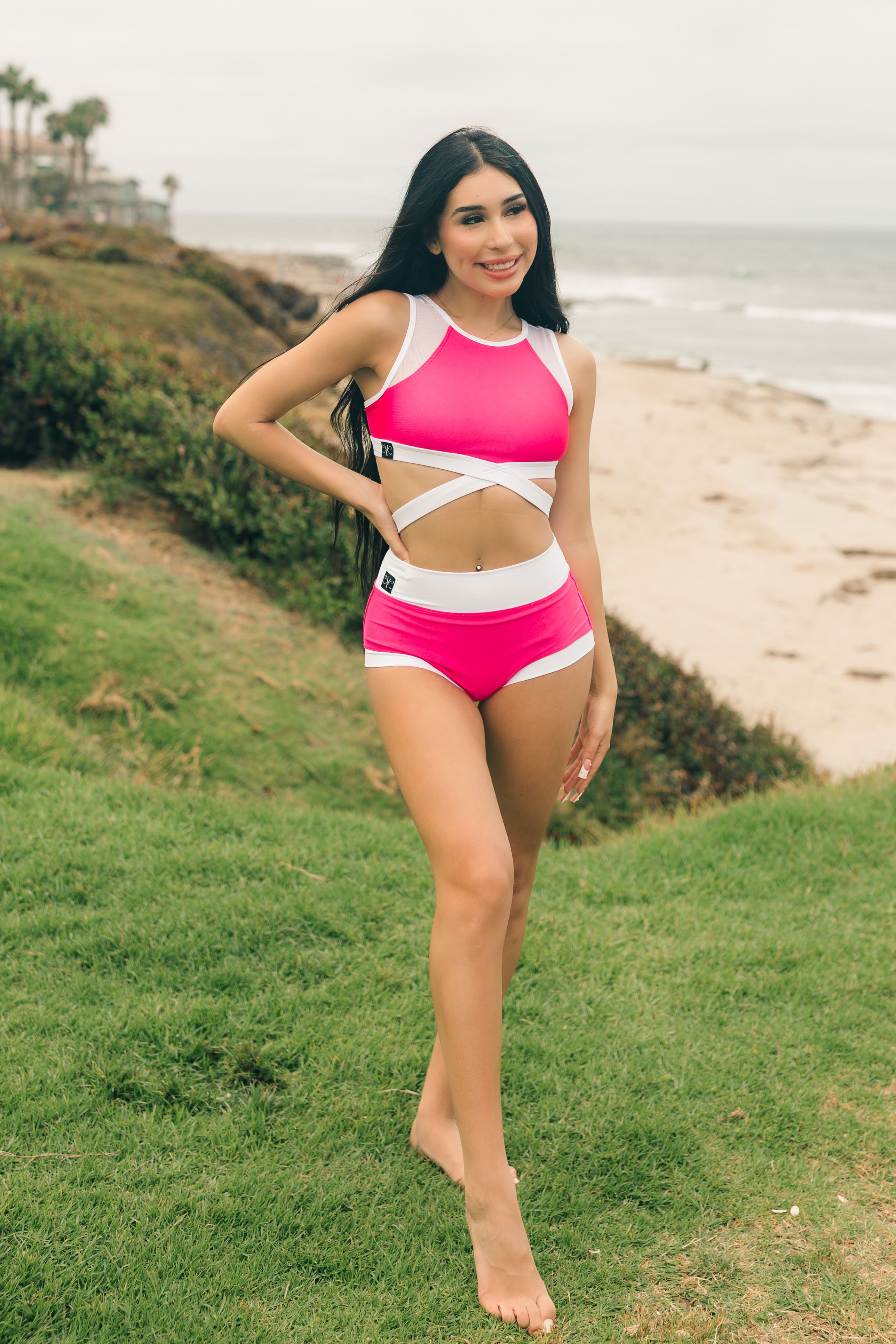 Criss Cross VIP Brief - Fuchsia/White