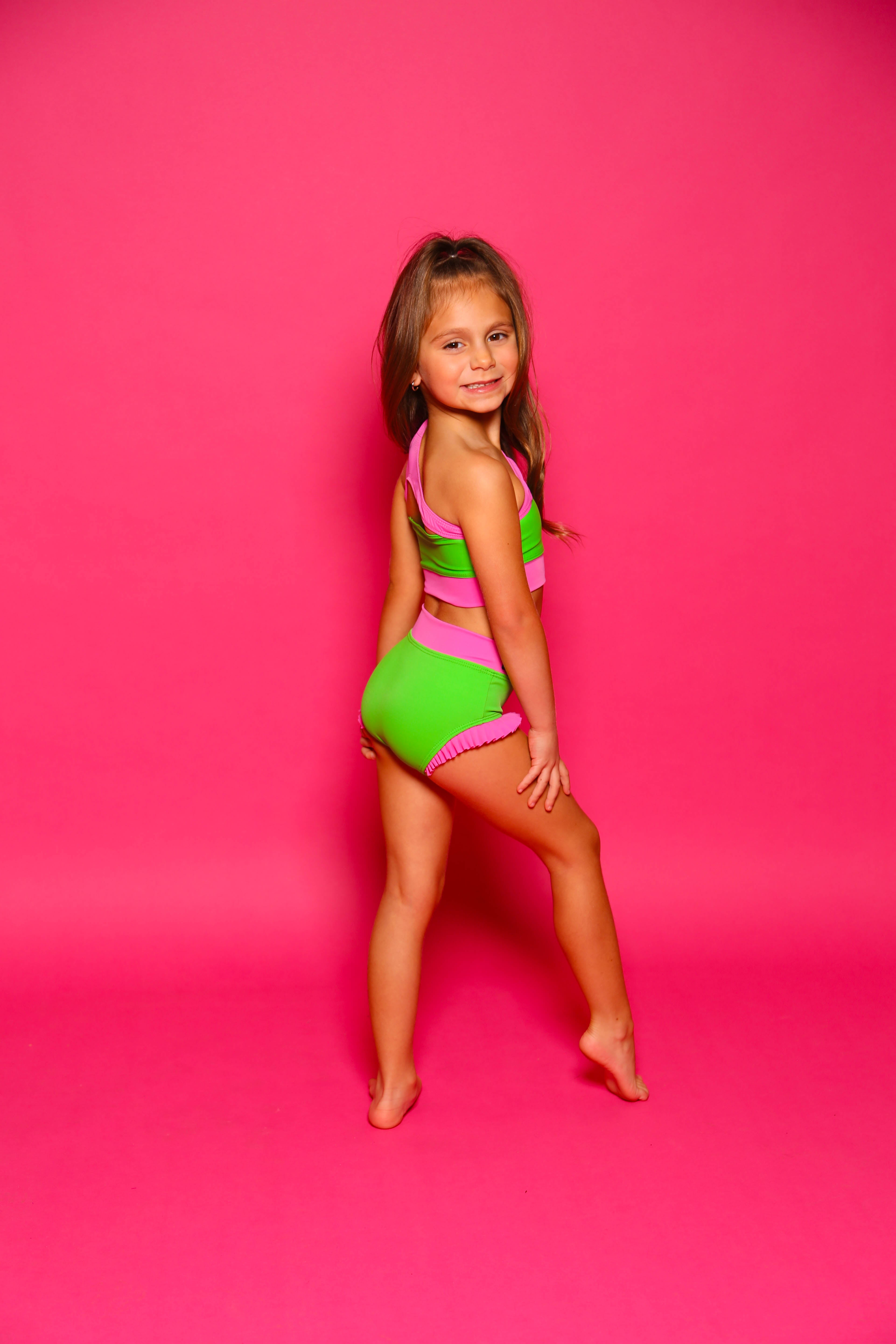 Can't Relate Ruffle Brief - Kelley Green/Caramela - Ready to Ship - Final Sale