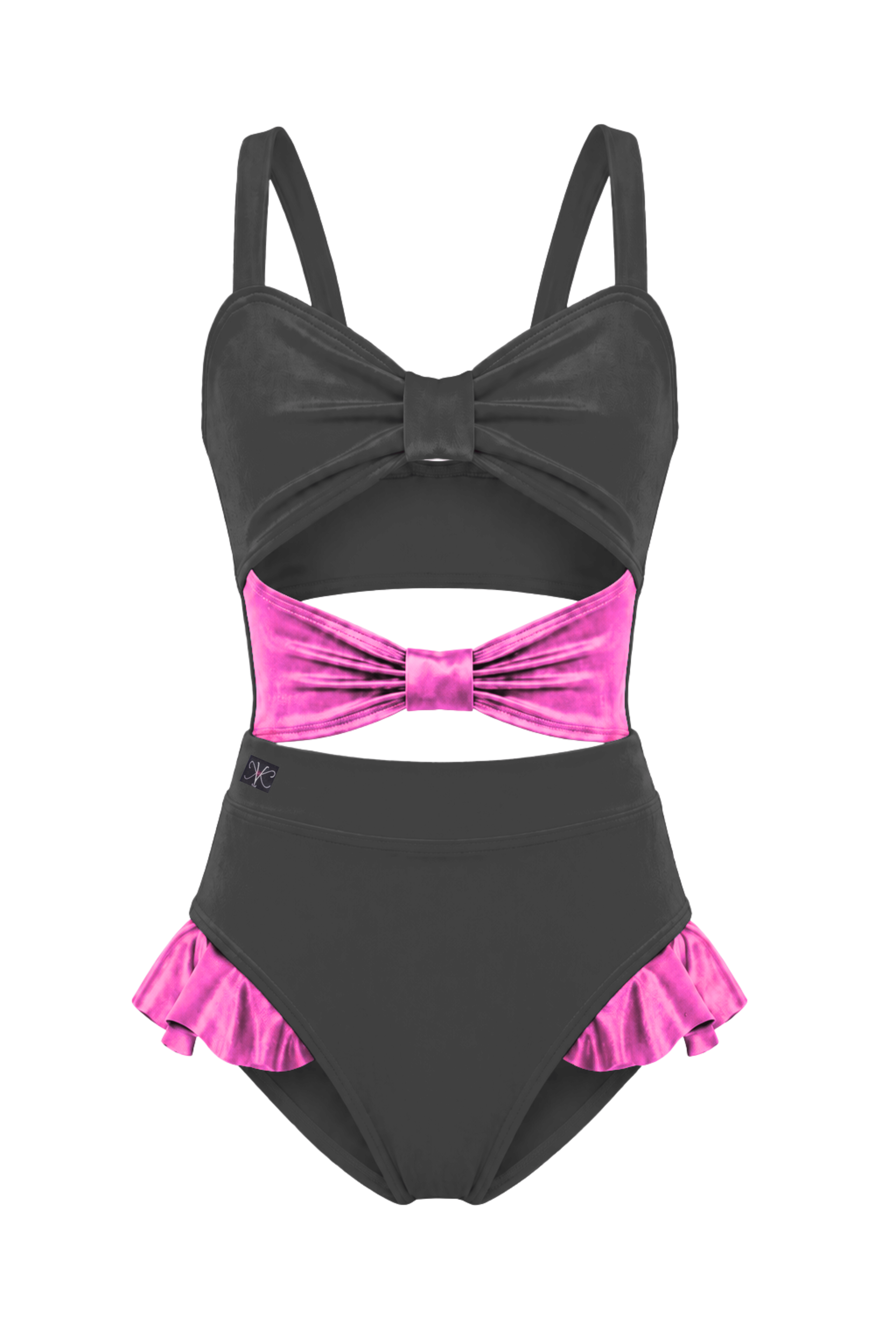 Summer Break Leotard - Black/Neon Pink