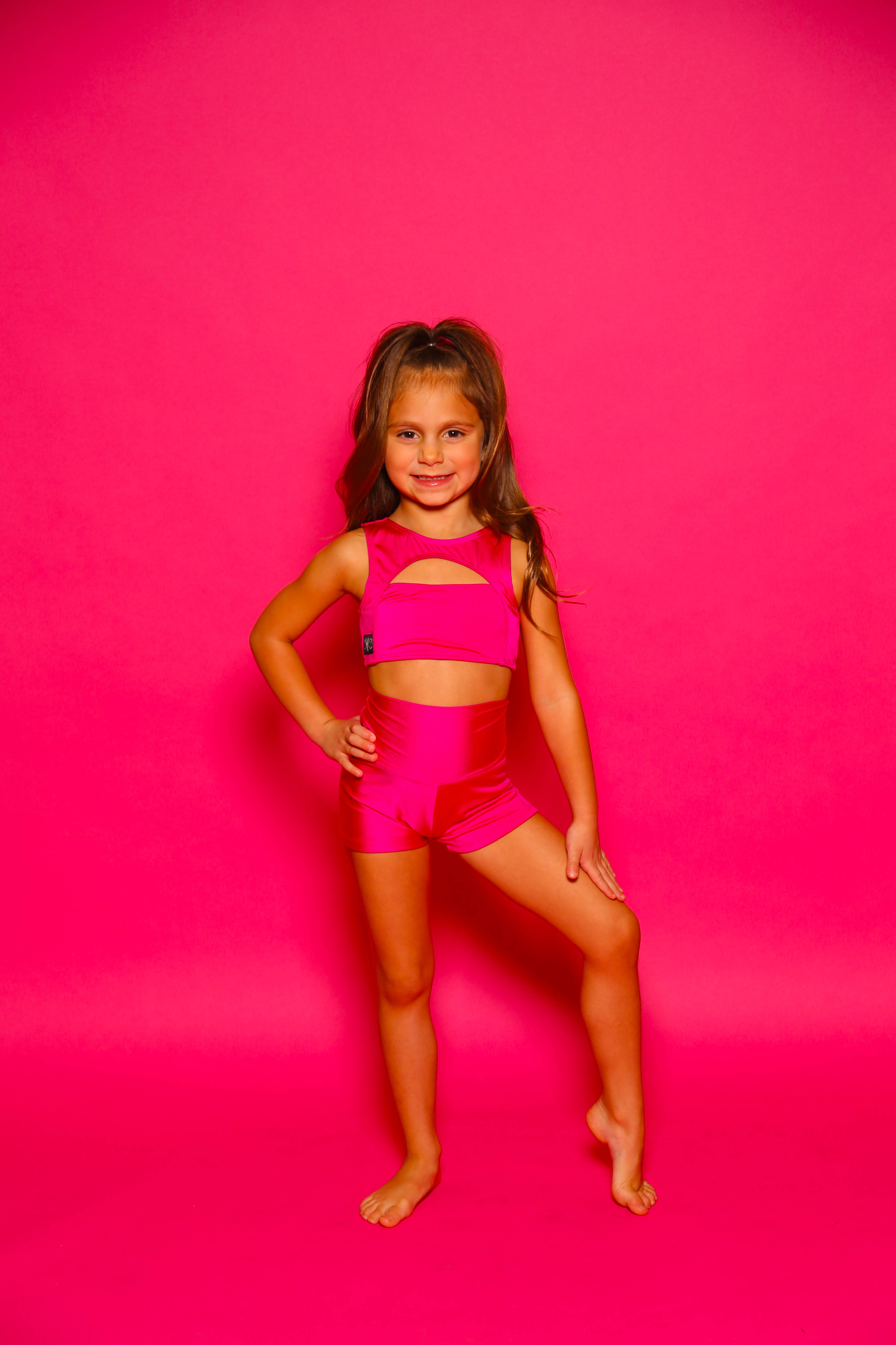 Anikka Short - Fuchsia Shiny - Ready To Ship