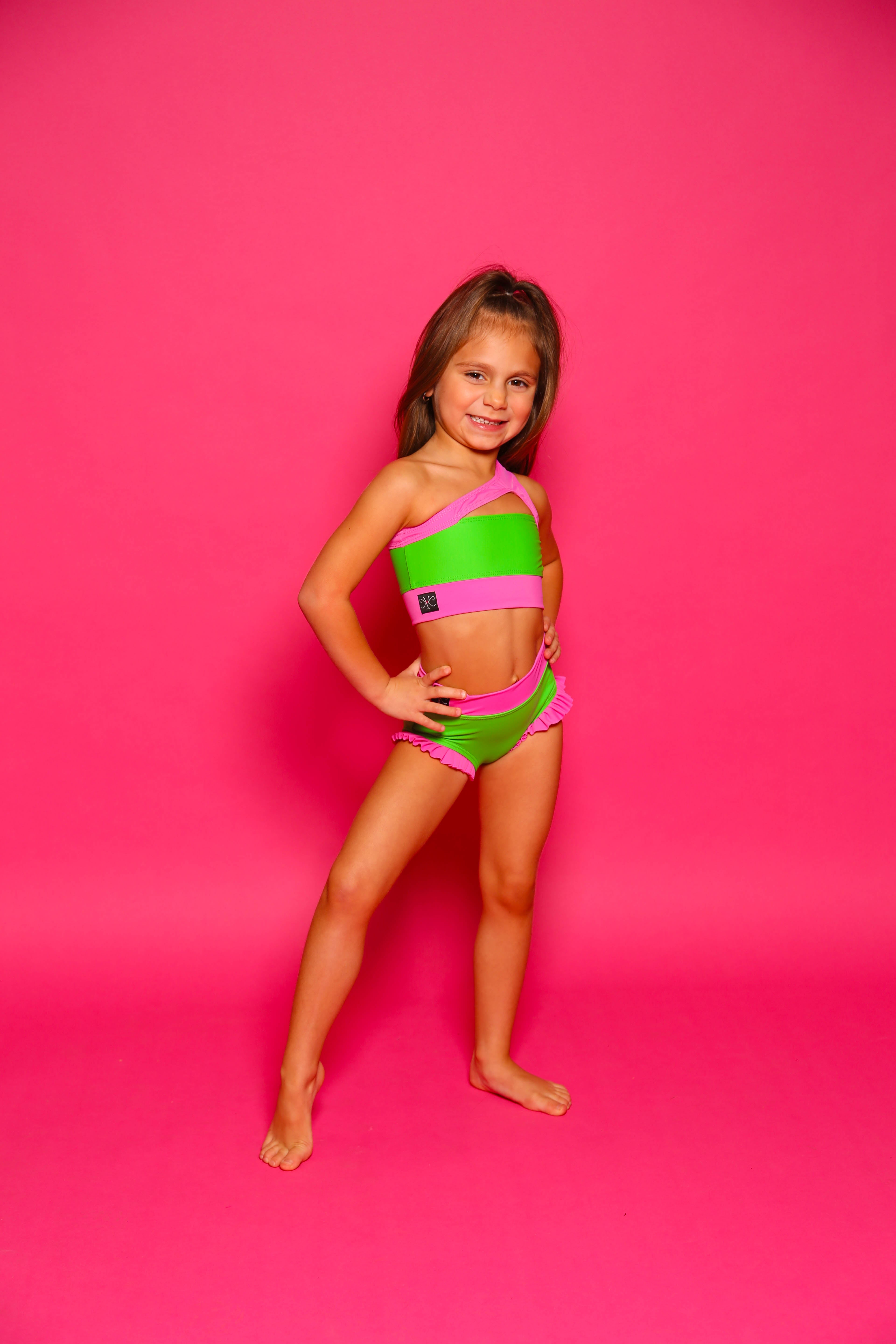 Can't Relate Ruffle Brief - Kelley Green/Caramela - Ready to Ship - Final Sale