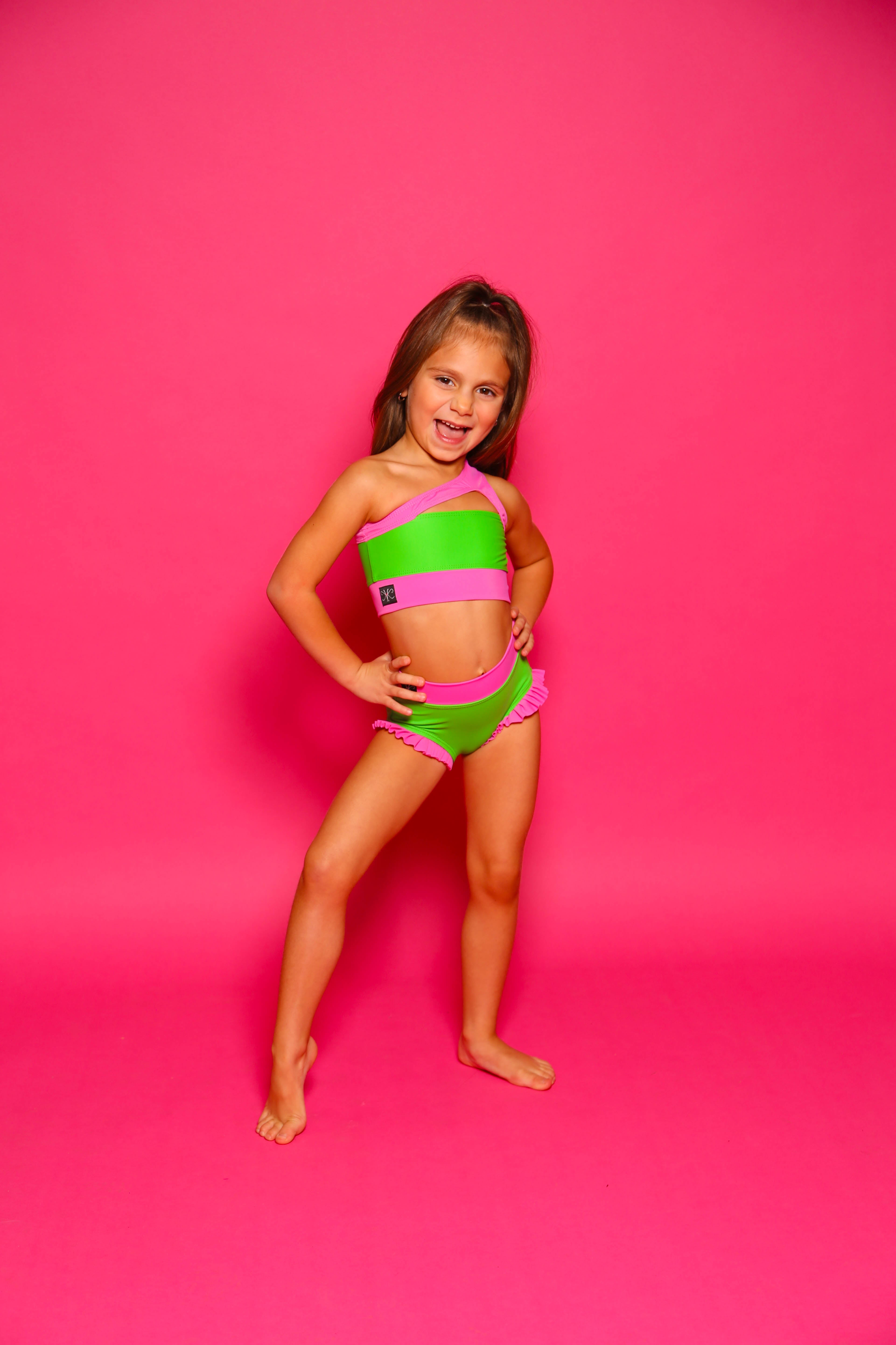Can't Relate Ruffle Brief - Kelley Green/Caramela - Ready to Ship - Final Sale