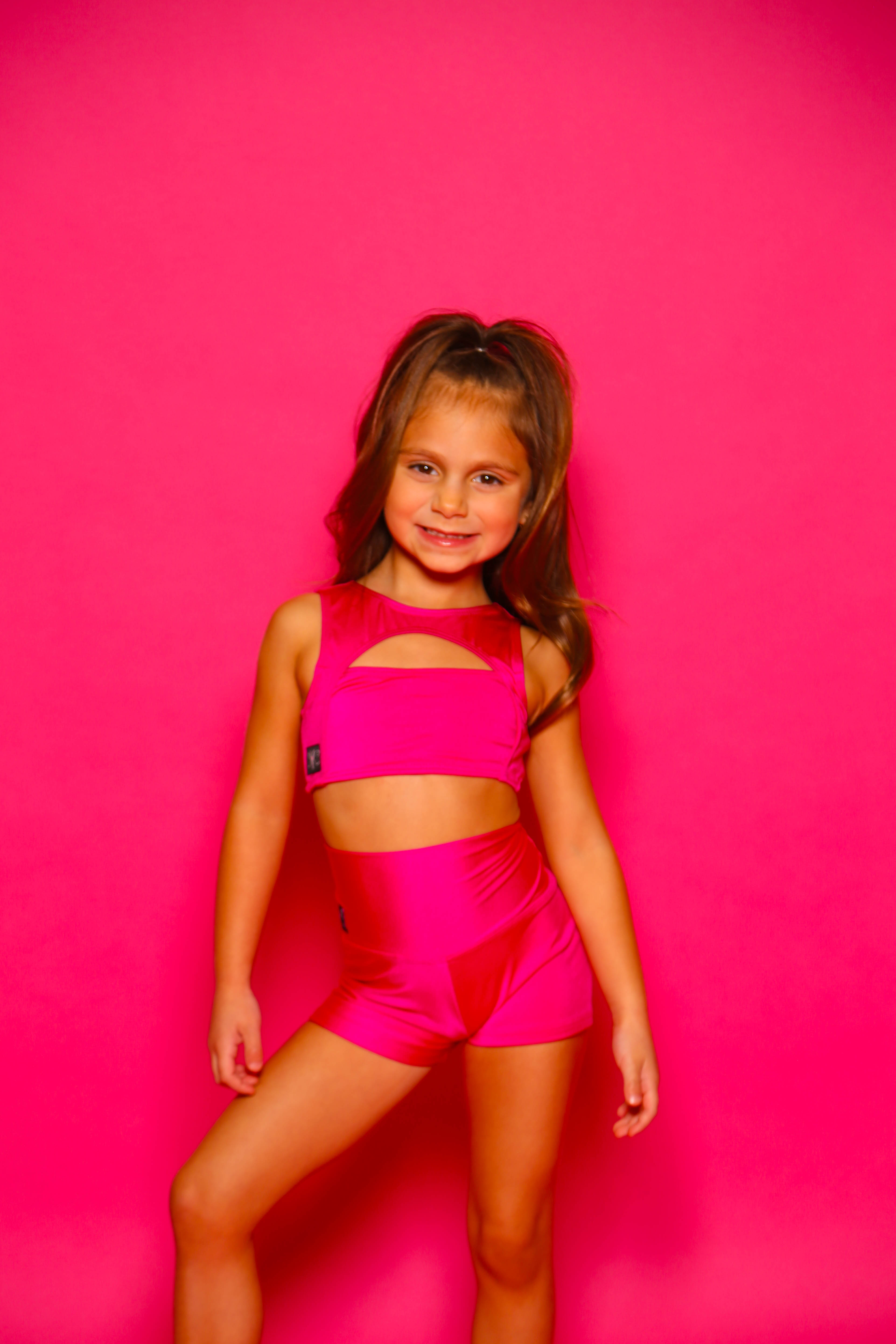 Anikka Short - Fuchsia Shiny - Ready To Ship