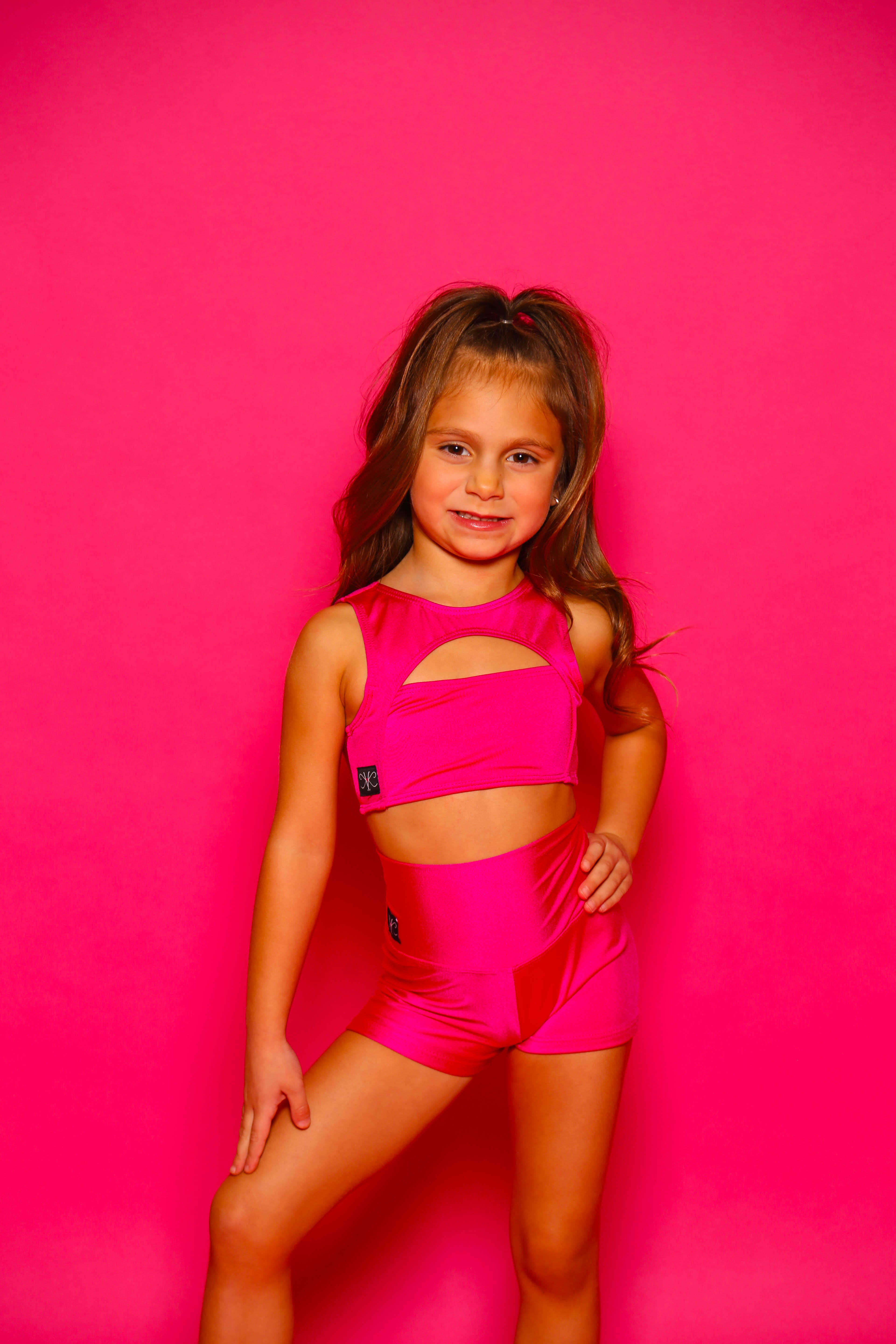 Anikka Short - Fuchsia Shiny - Ready To Ship