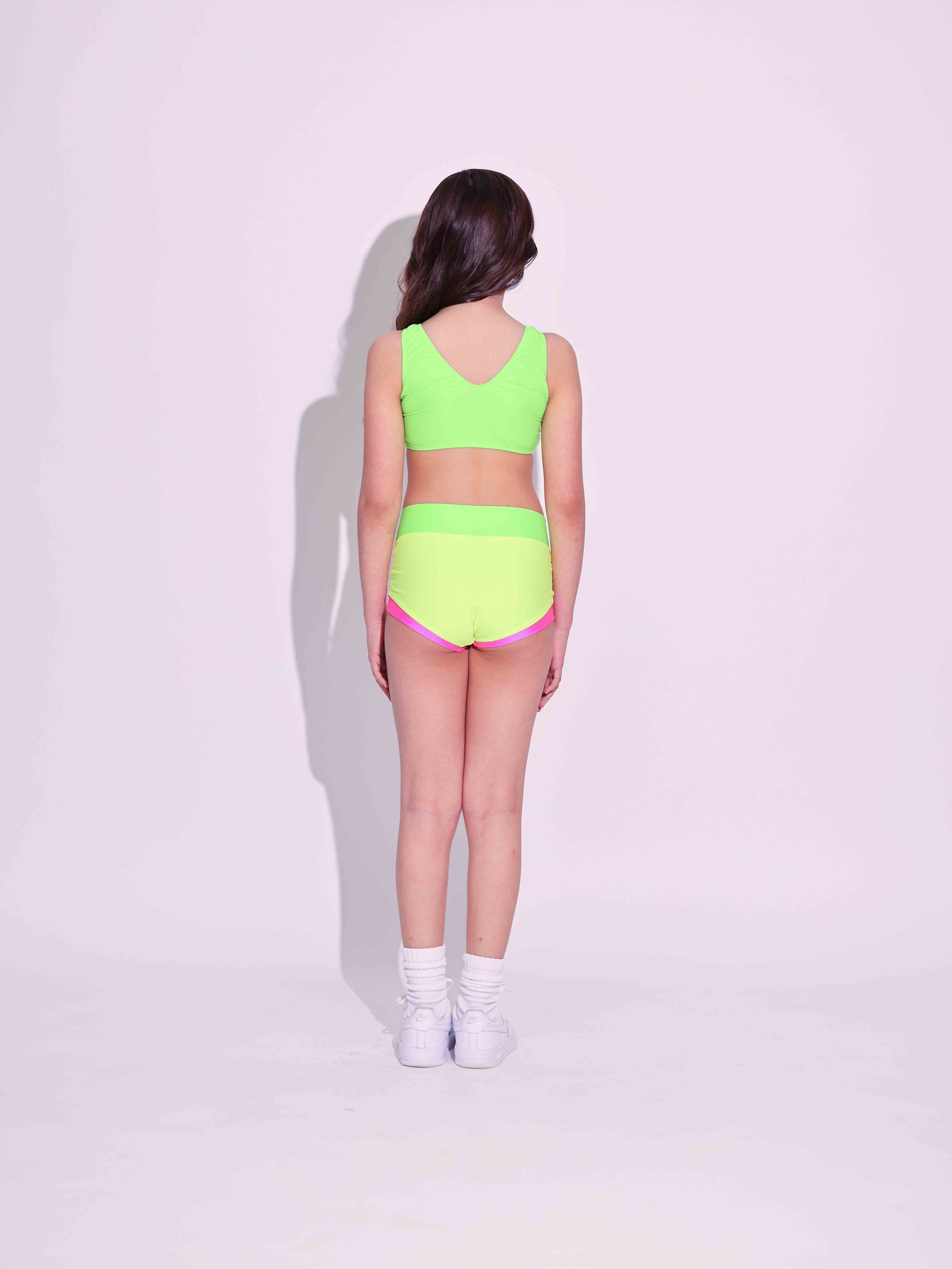 Cross My Heart Bra Top - Neon Yellow/Tropical Pink/Neon Green - Ready To Ship