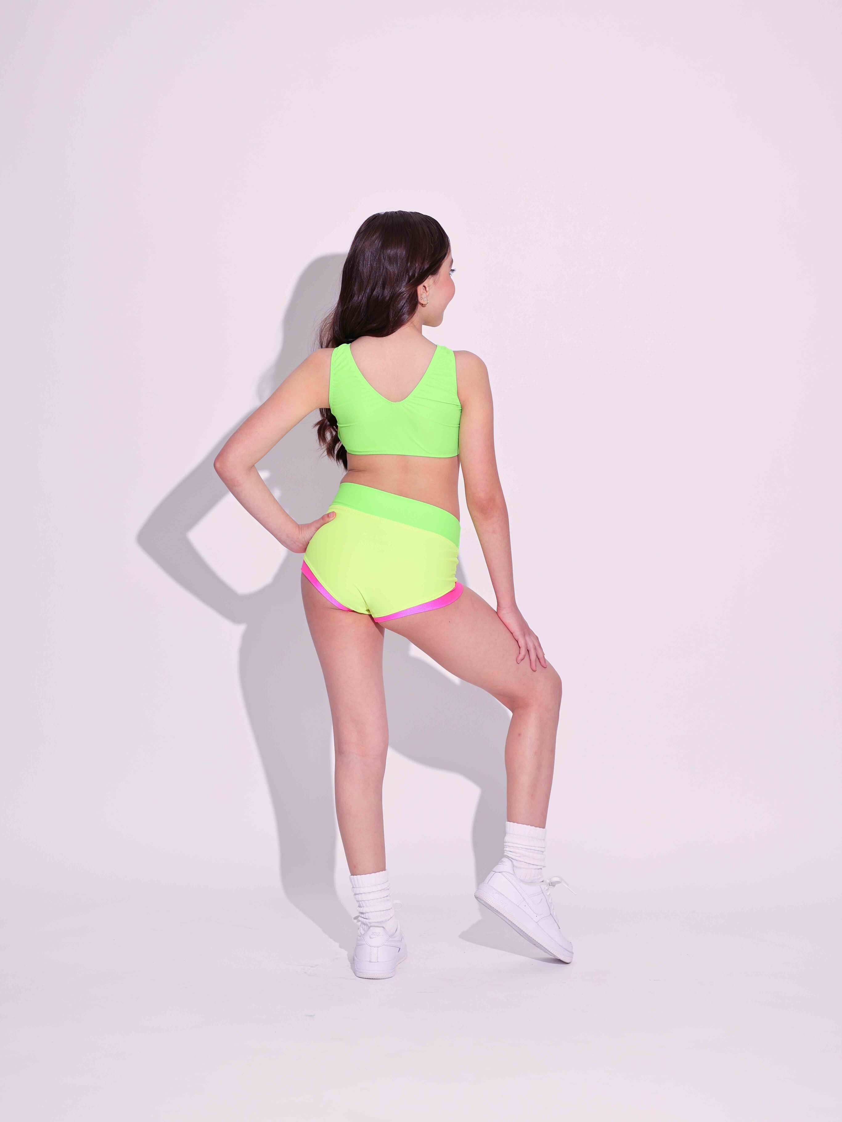Cross My Heart Bra Top - Neon Yellow/Tropical Pink/Neon Green - Ready To Ship