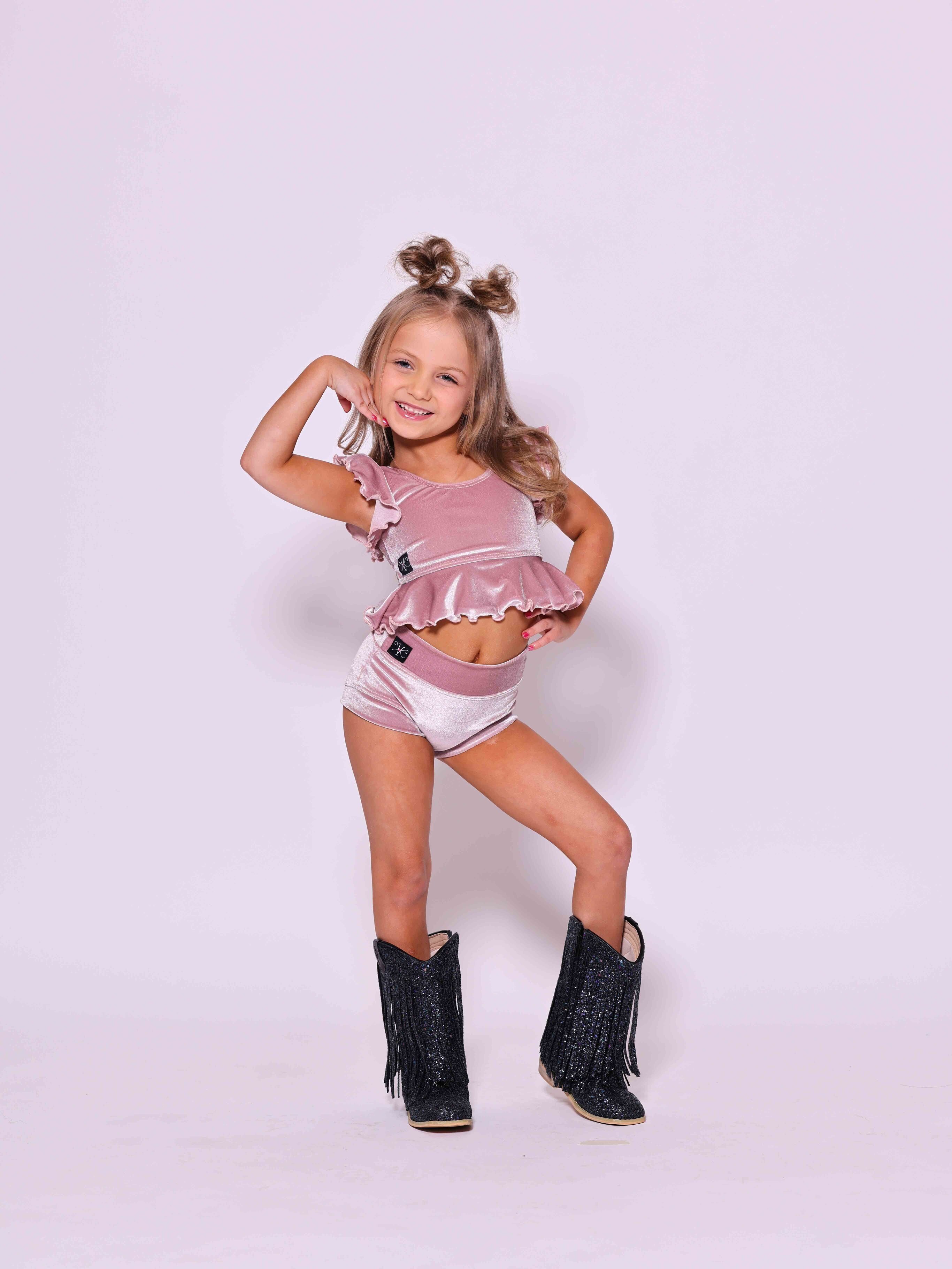 All Dolled Up Crop Top - Mauve Velvet - Ready To Ship