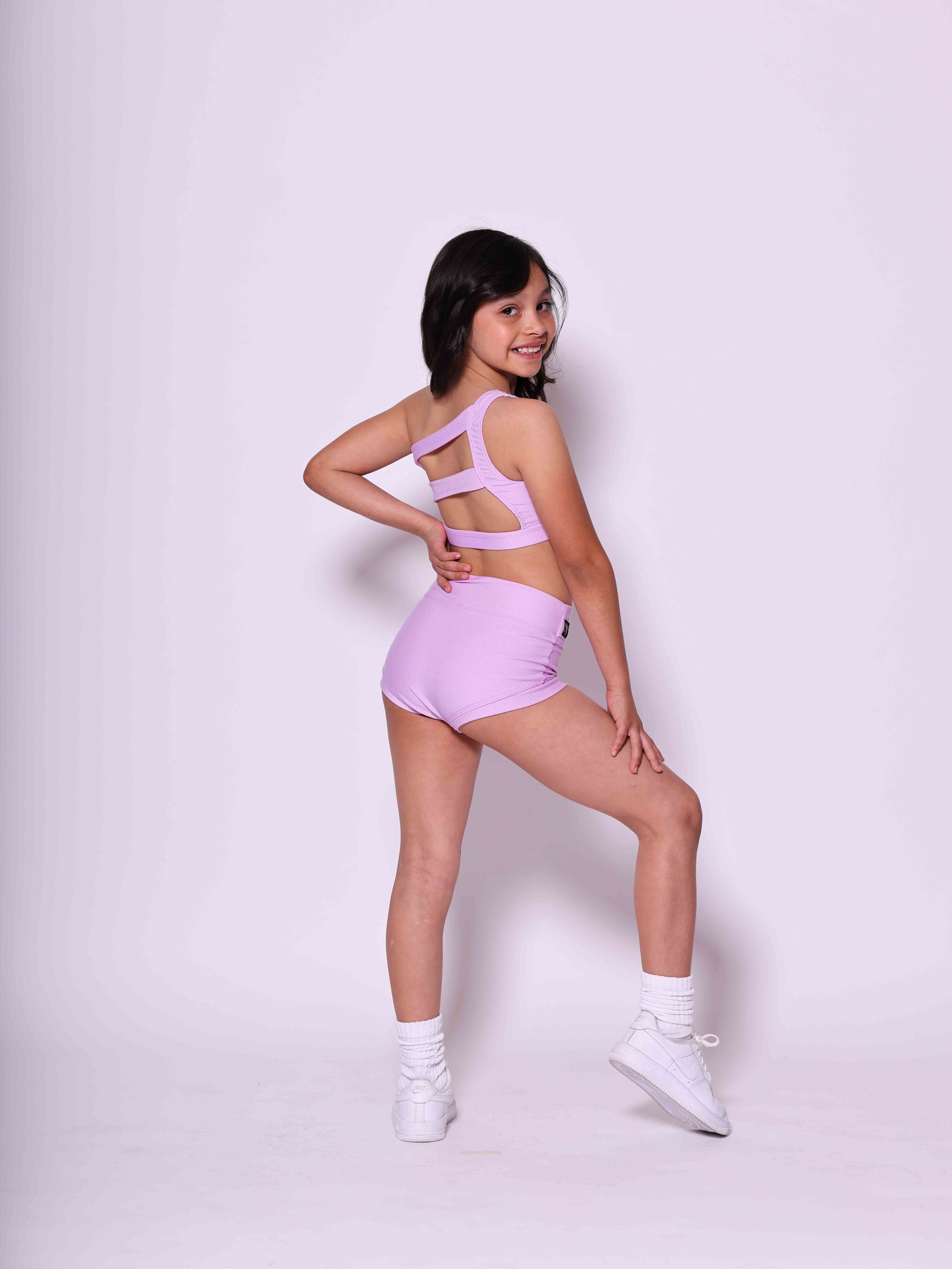 Cross the Line Ribbed Bra Top - Lavender Ribbed - Ready to Ship