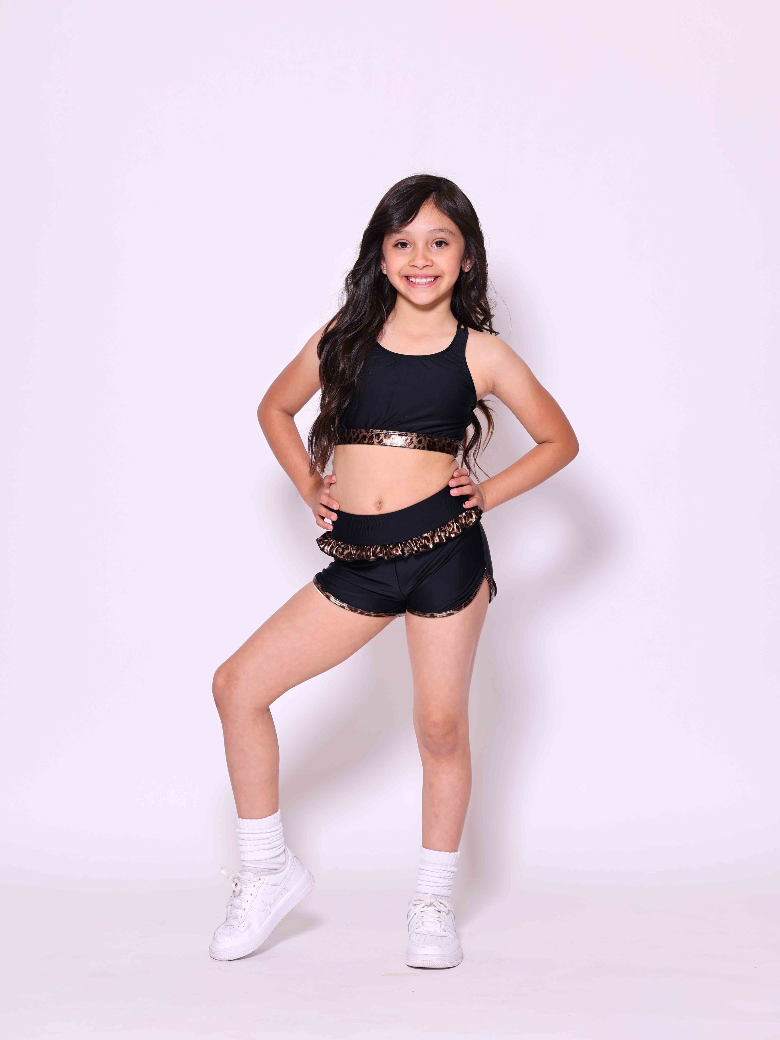 Leilani Ruffle Bra Top - Black/Glow Cheetah - Ready To Ship