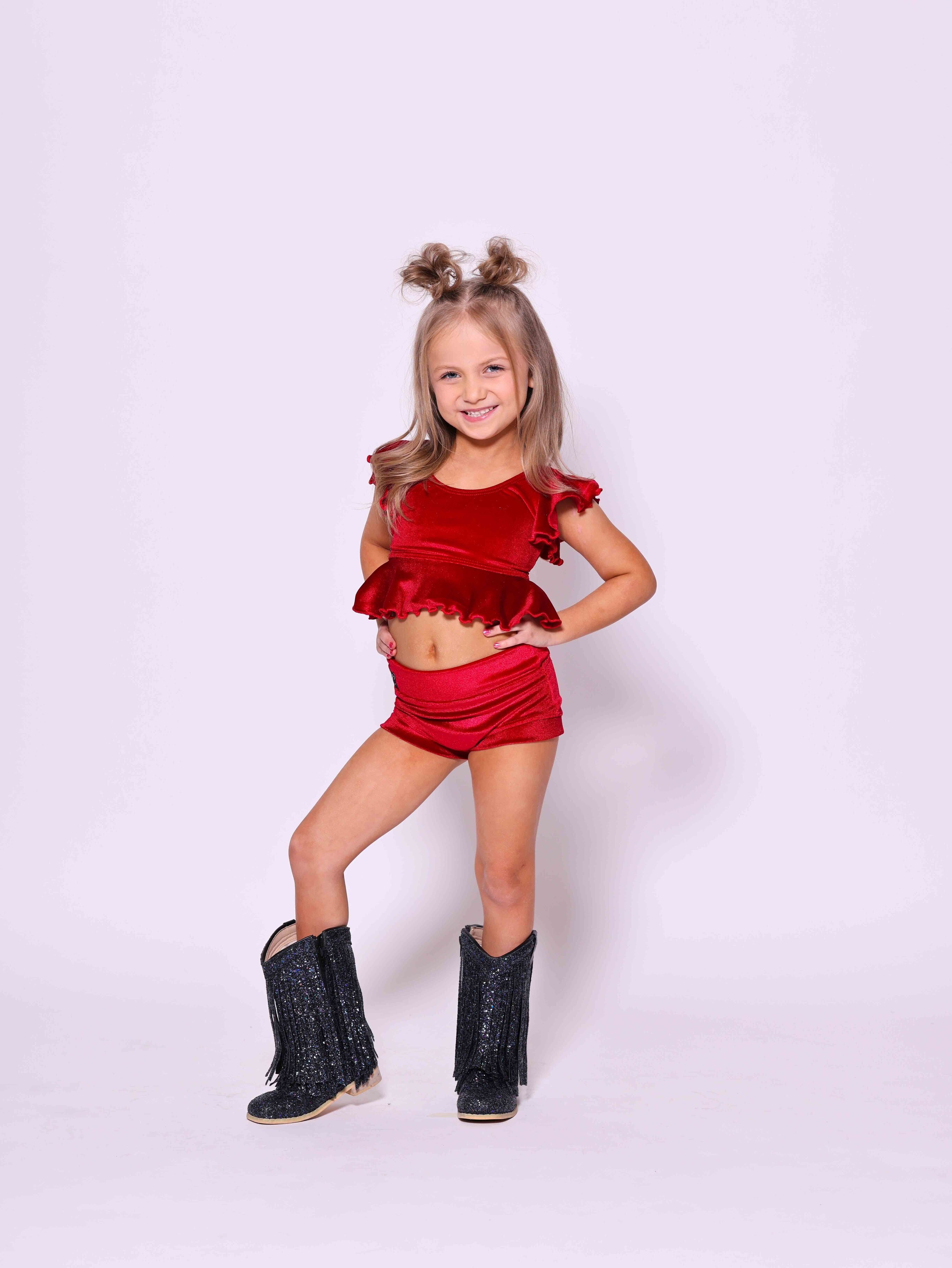 All Dolled Up Crop Top - Red Velvet - Ready To Ship