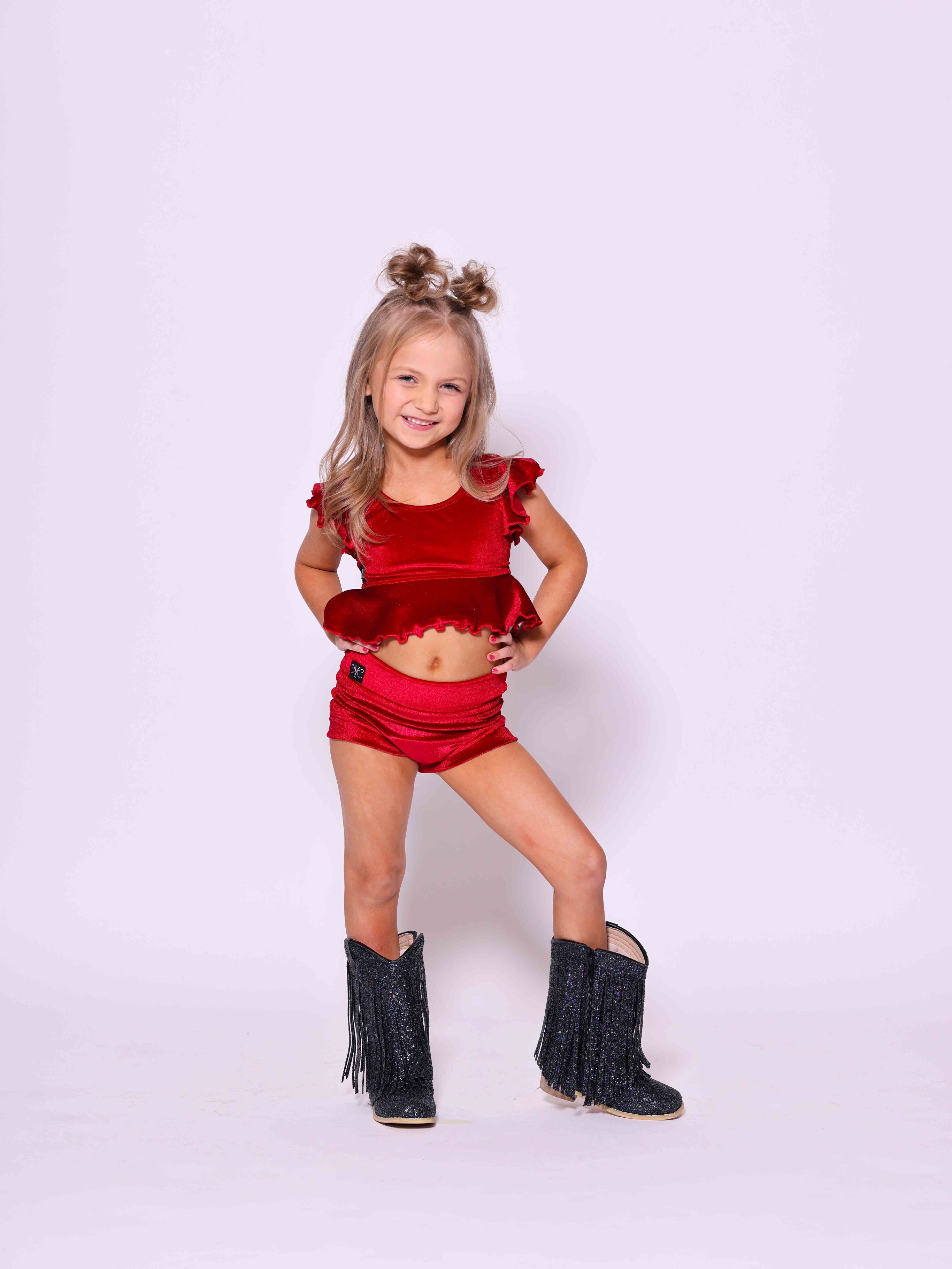 All Dolled Up Crop Top - Red Velvet - Ready To Ship