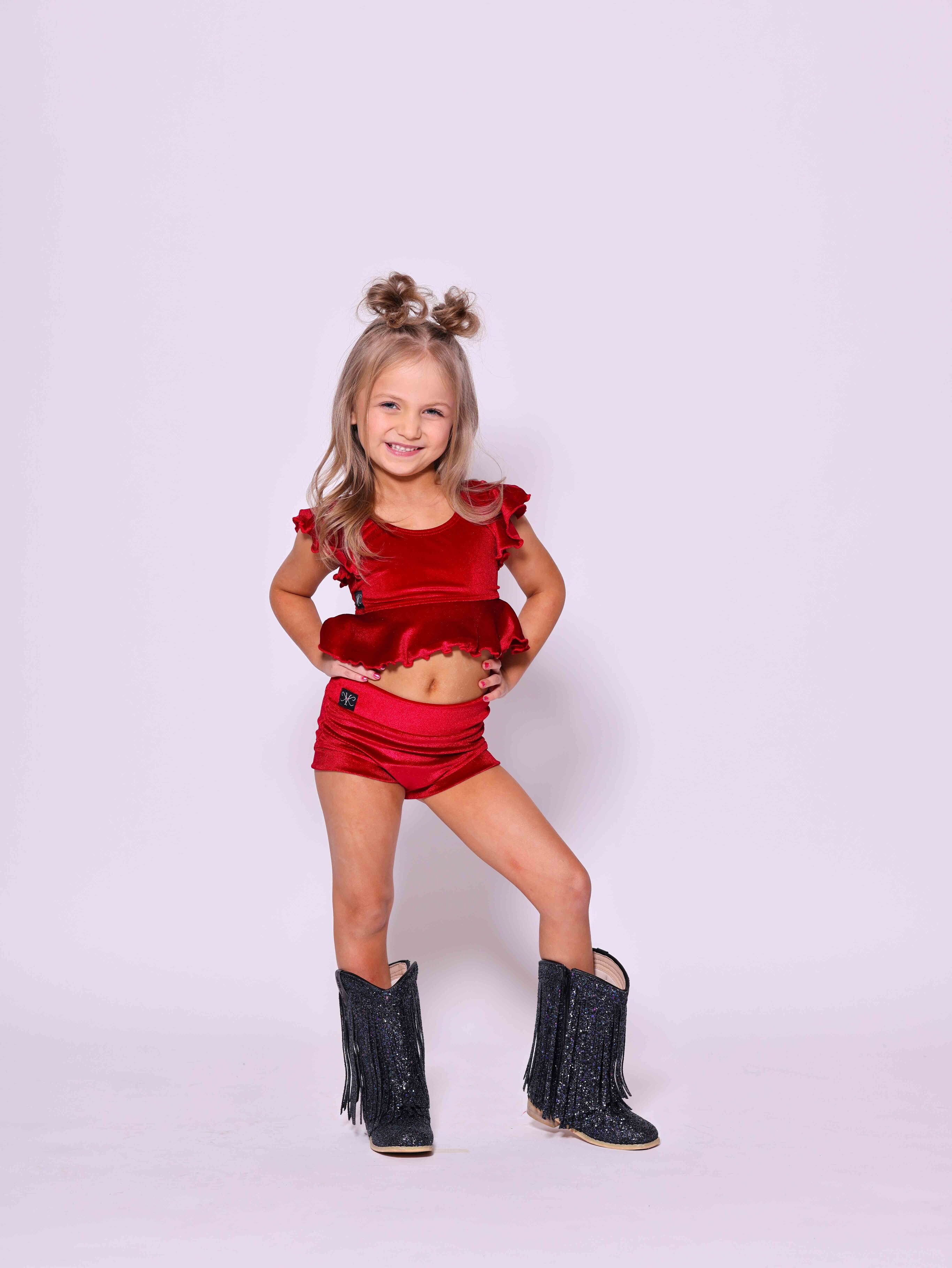 All Dolled Up Crop Top - Red Velvet - Ready To Ship