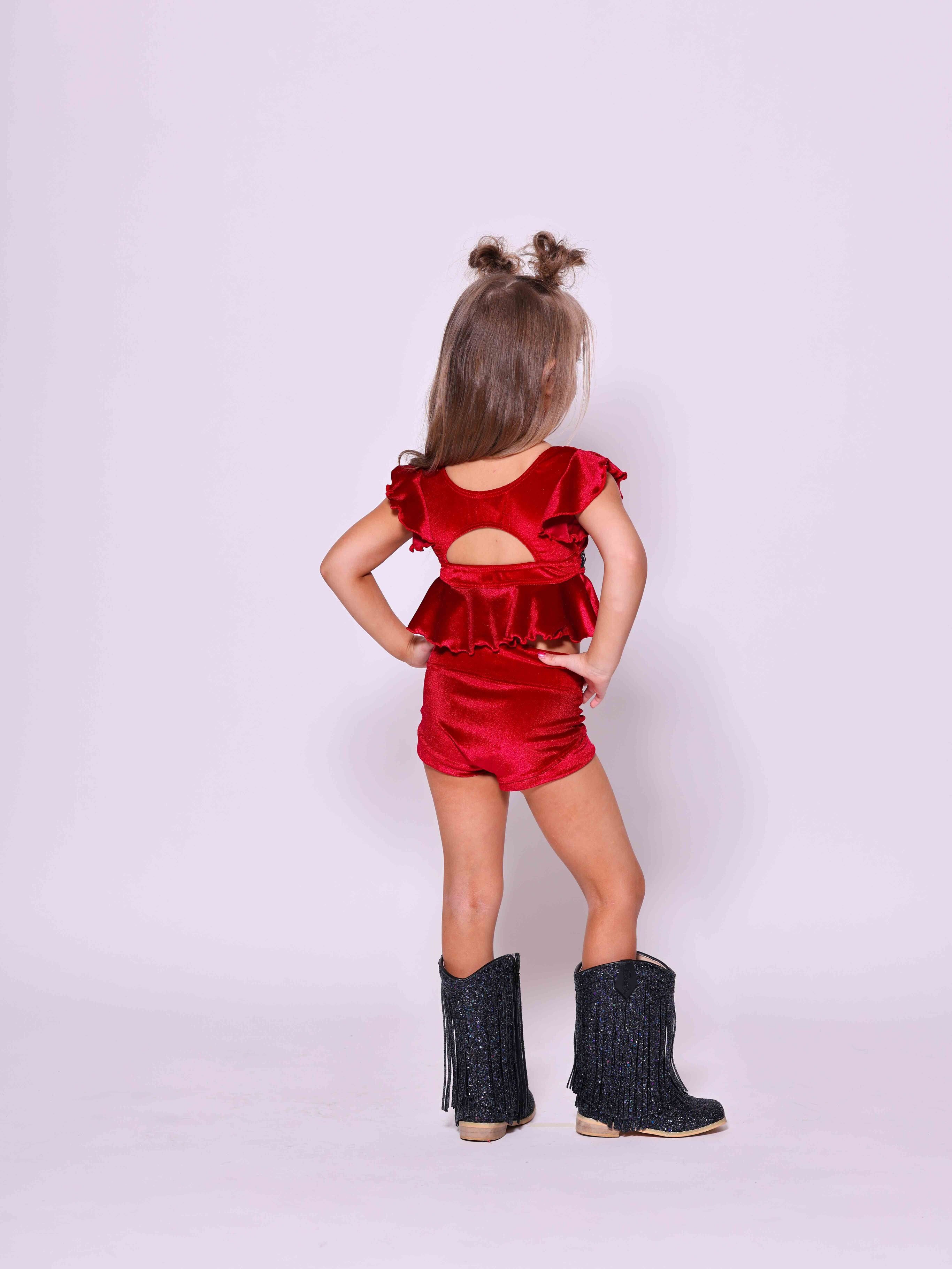 All Dolled Up Crop Top - Red Velvet - Ready To Ship