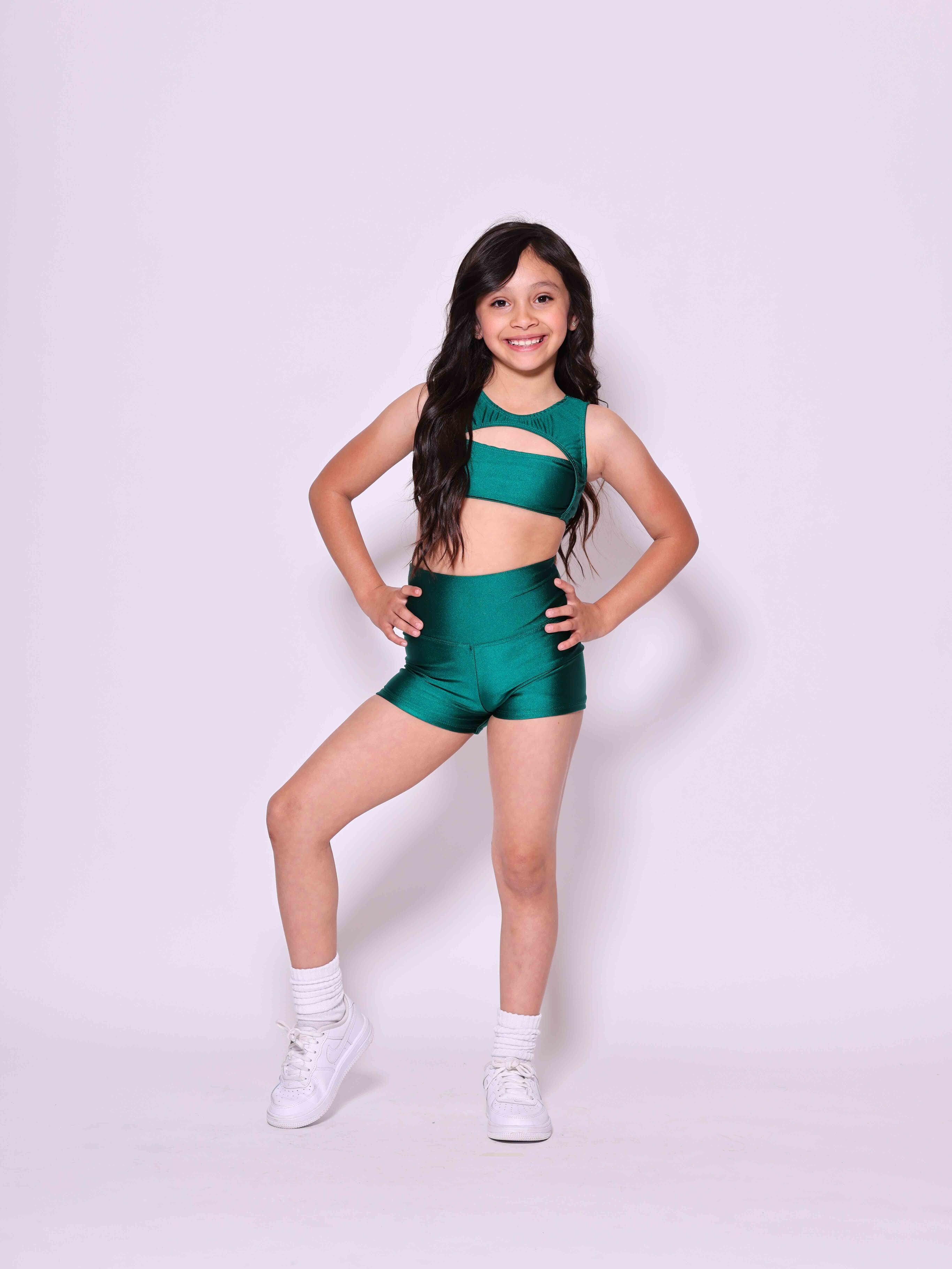 Anikka Bra Top - Forest Green Shiny - Ready To Ship