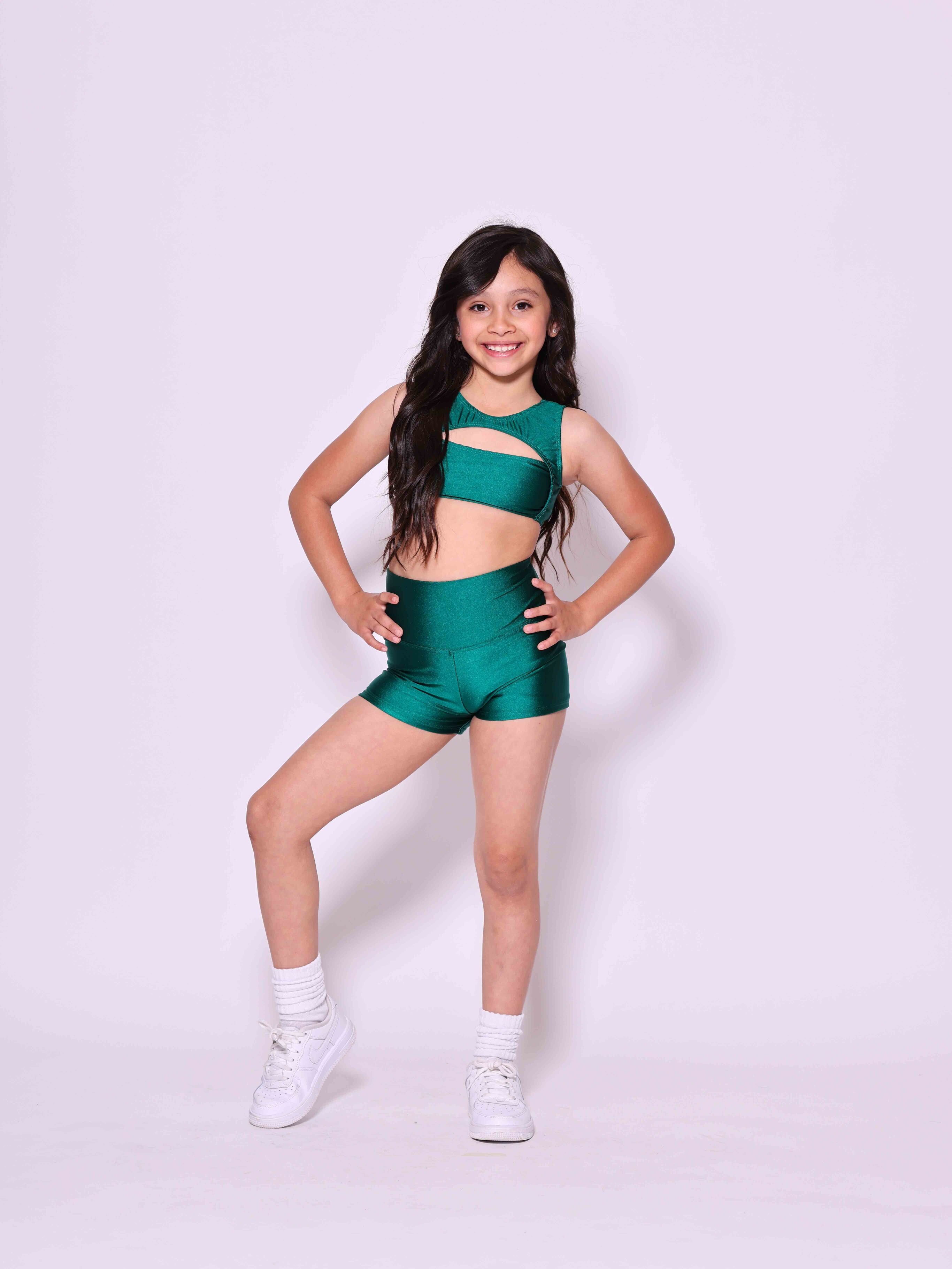 Anikka Bra Top - Forest Green Shiny - Ready To Ship