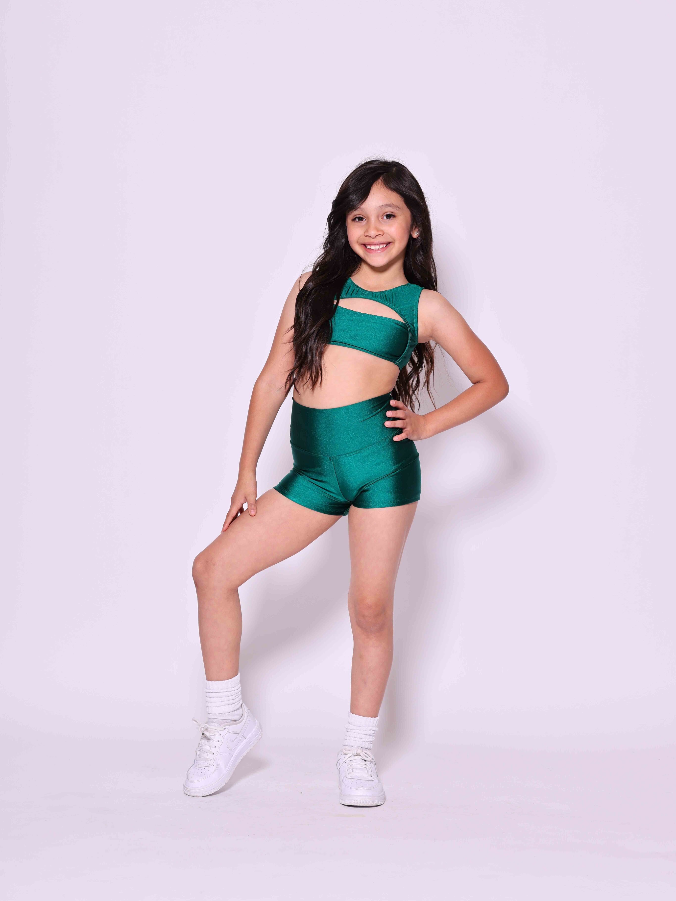 Anikka Bra Top - Forest Green Shiny - Ready To Ship