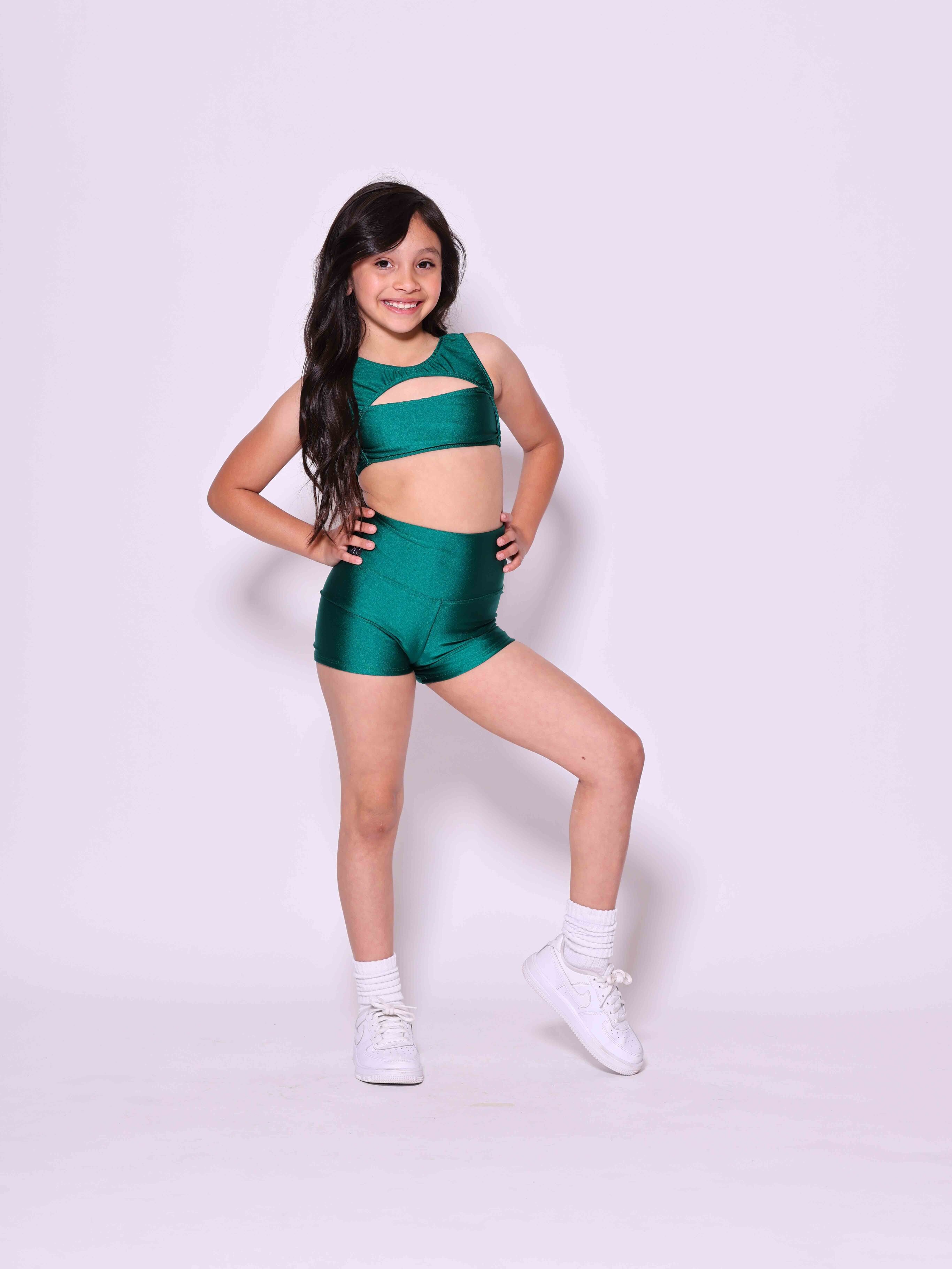 Anikka Bra Top - Forest Green Shiny - Ready To Ship