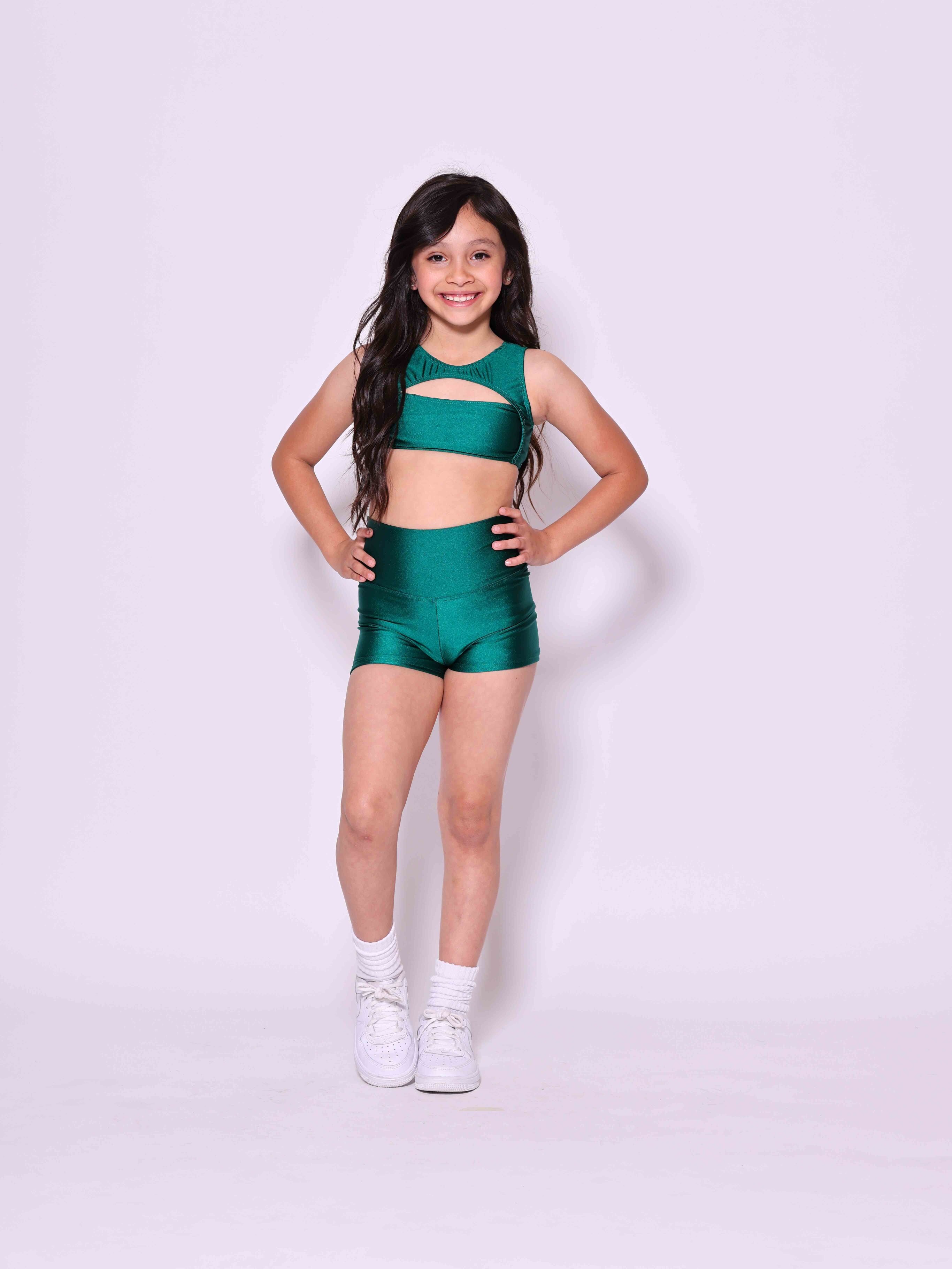 Anikka Bra Top - Forest Green Shiny - Ready To Ship