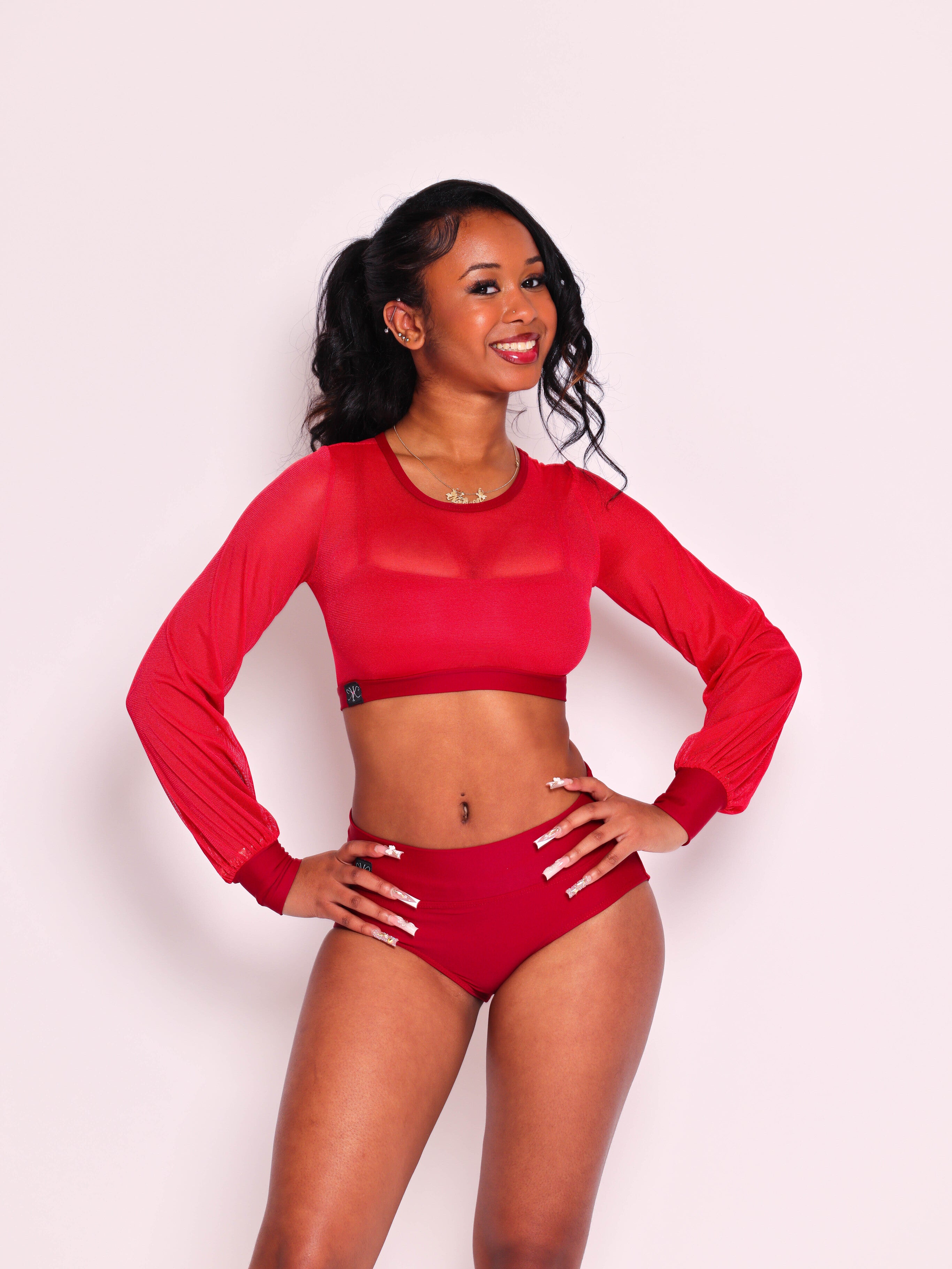 Hollaback Crop Top and Bra - Wine - Ready To Ship