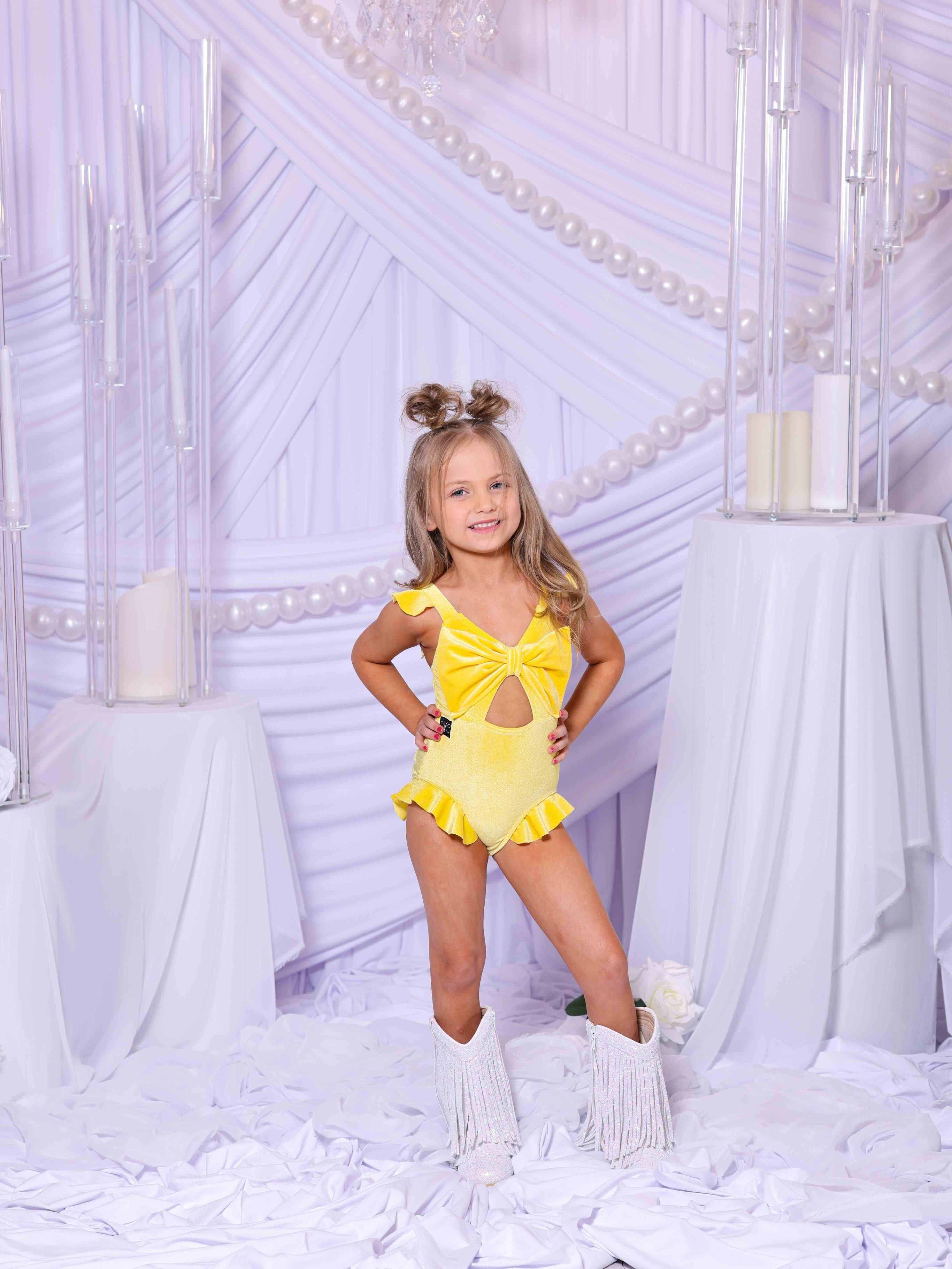 Beach Babe Leotard - Sunshine Velvet - Ready To Ship