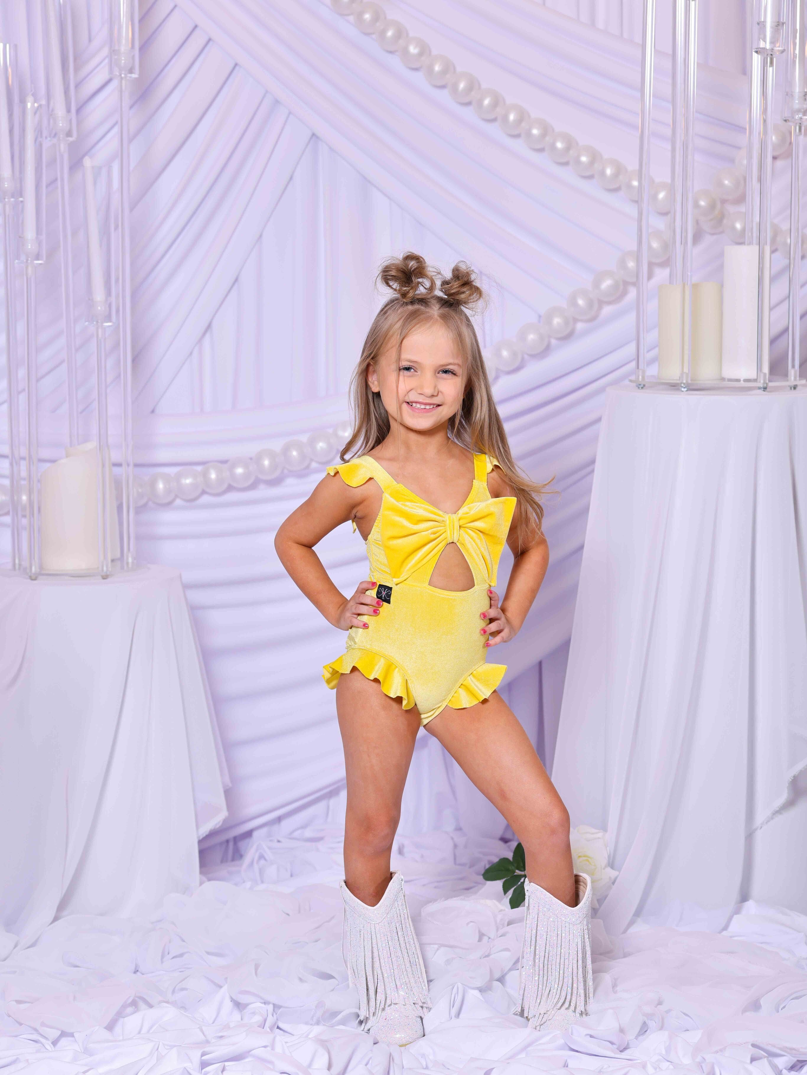 Beach Babe Leotard - Sunshine Velvet - Ready To Ship