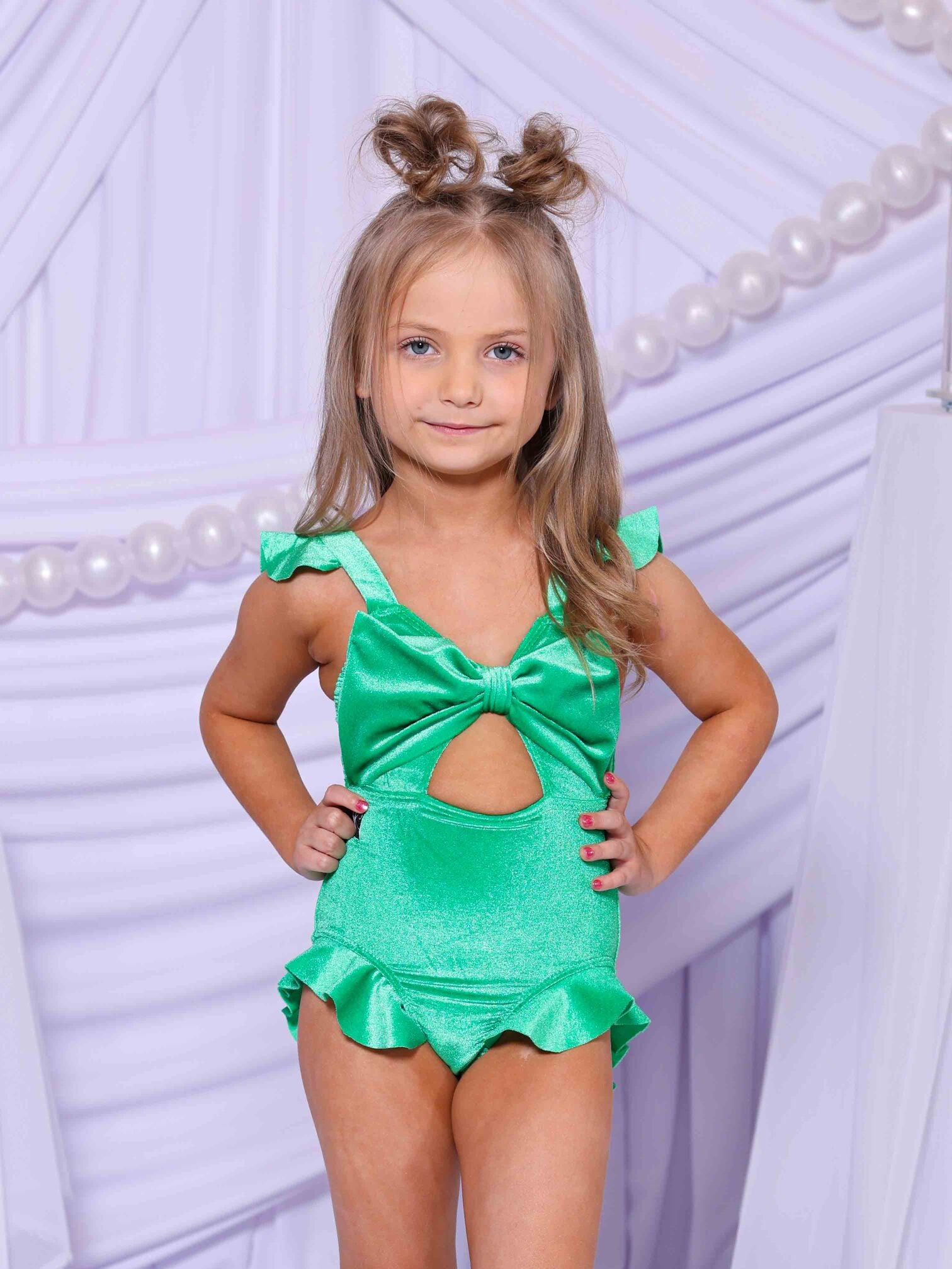 Beach Babe Leotard - Kelly Green Velvet - Ready To Ship