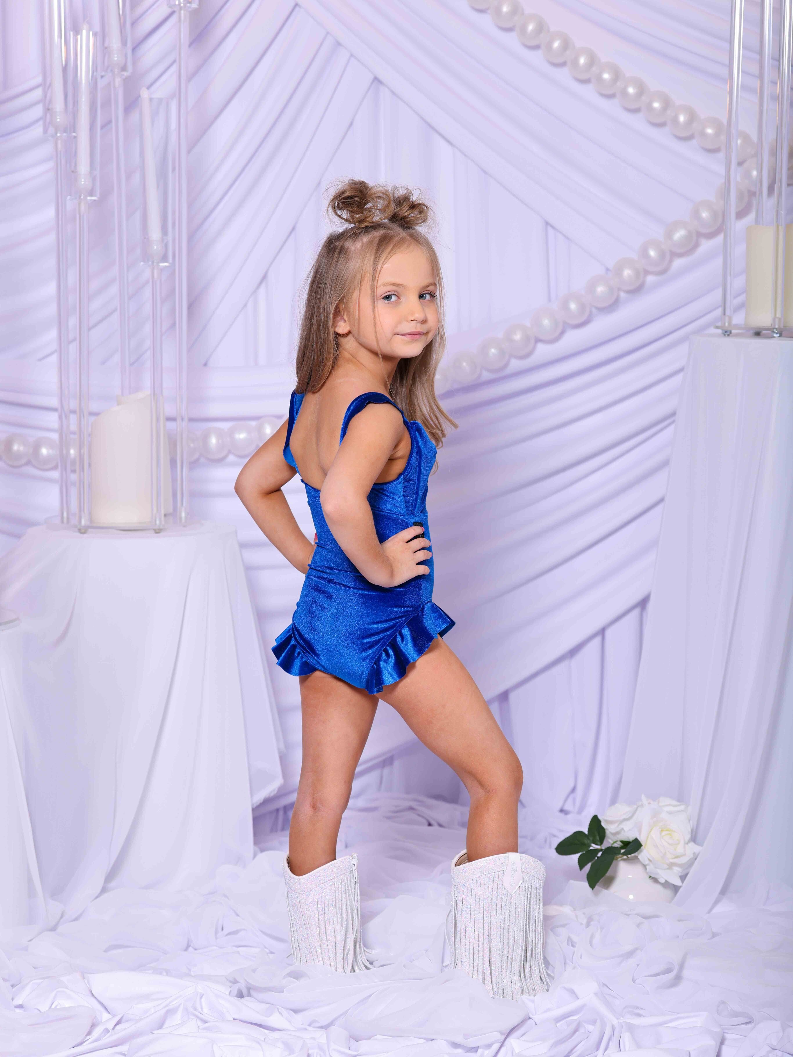 Beach Babe Leotard - Royal Blue Velvet - Ready To Ship