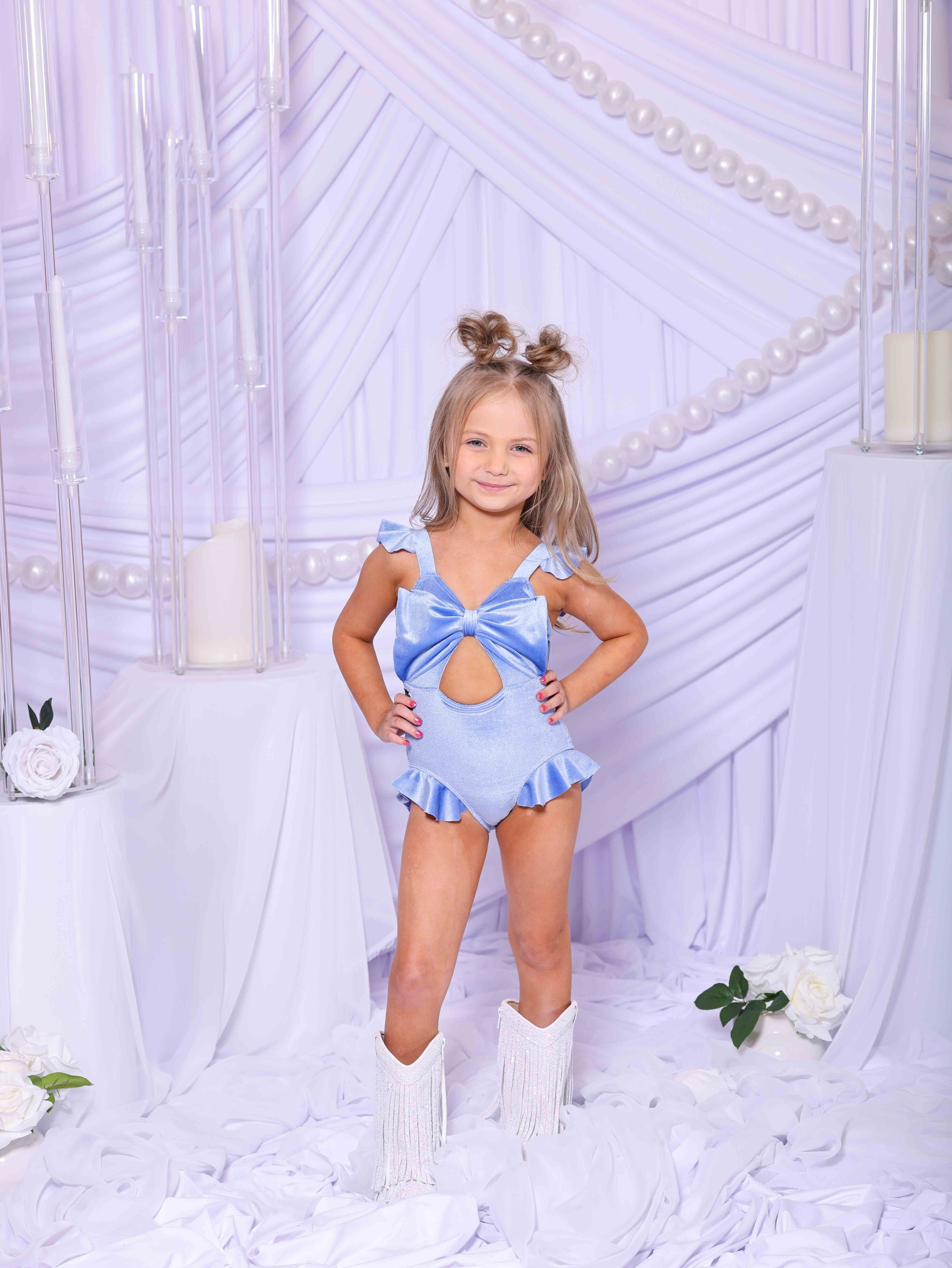 Beach Babe Leotard - Princess Blue Velvet - Ready To Ship