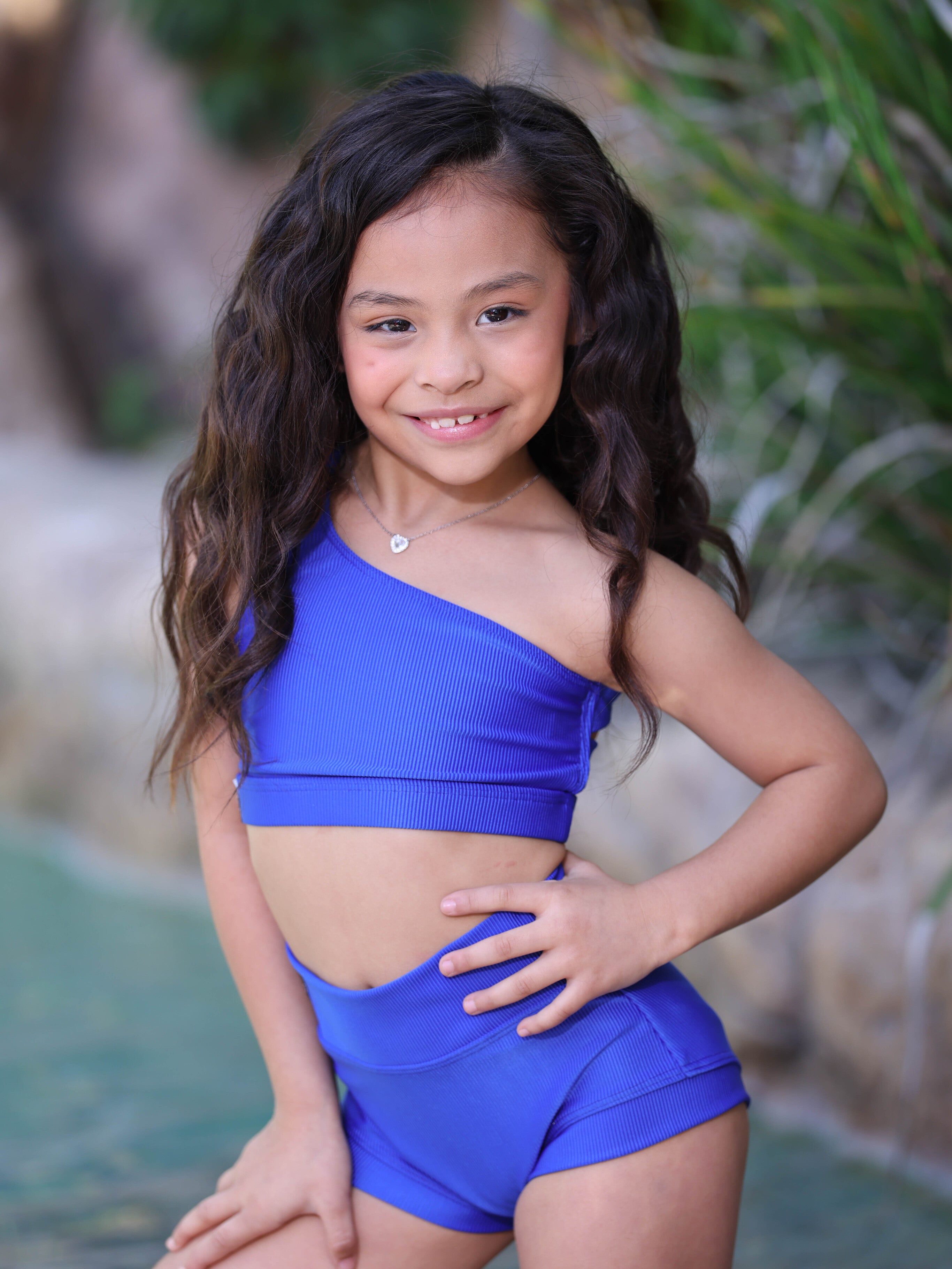 Cross the Line Ribbed Bra Top - True Blue Ribbed - Ready to Ship