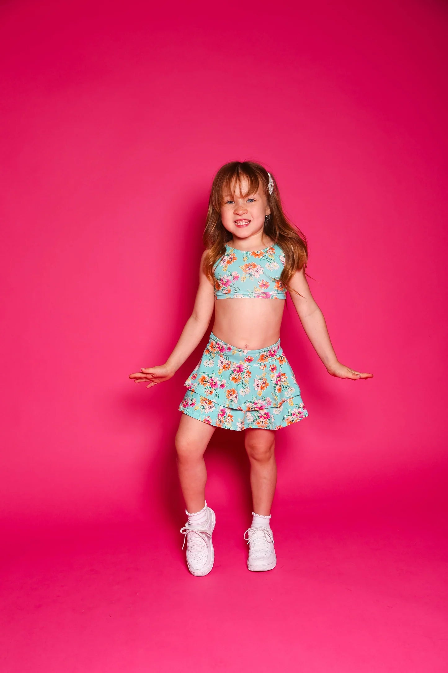 Love Bug Ruffle Skort - Mint Summer Floral - Sparkle Plum Exclusive - Ready to Ship