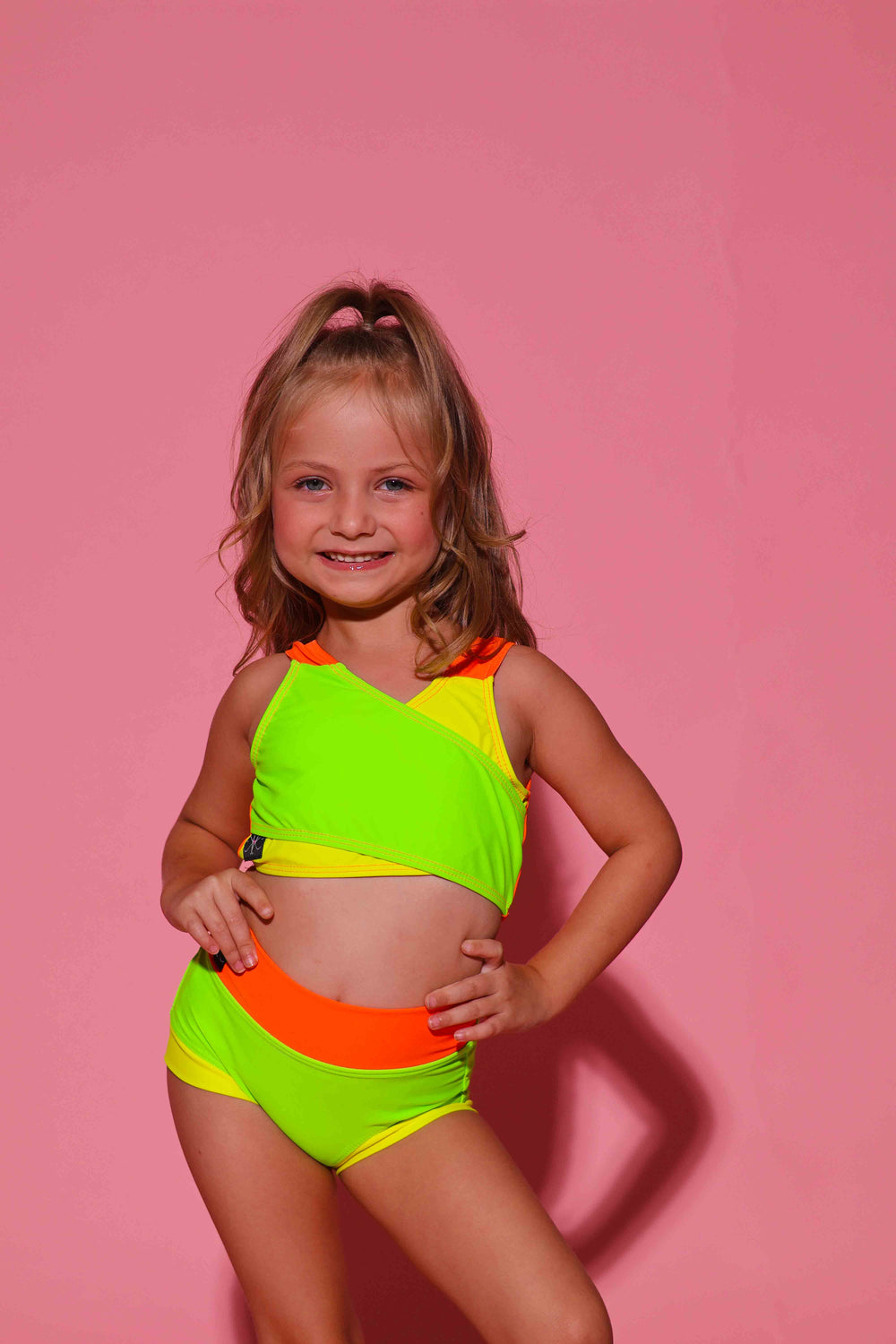 Cross My Heart Bra Top - Neon Green/Neon Yellow/Neon Orange - Ready To Ship