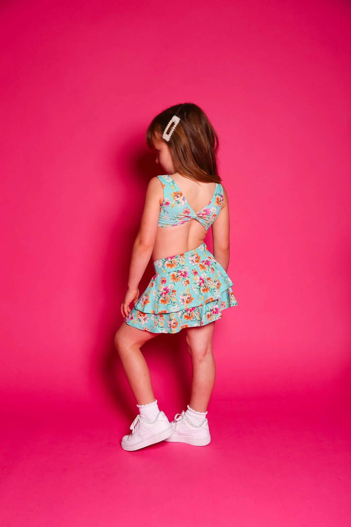 Love Bug Ruffle Skort - Mint Summer Floral - Sparkle Plum Exclusive - Ready to Ship