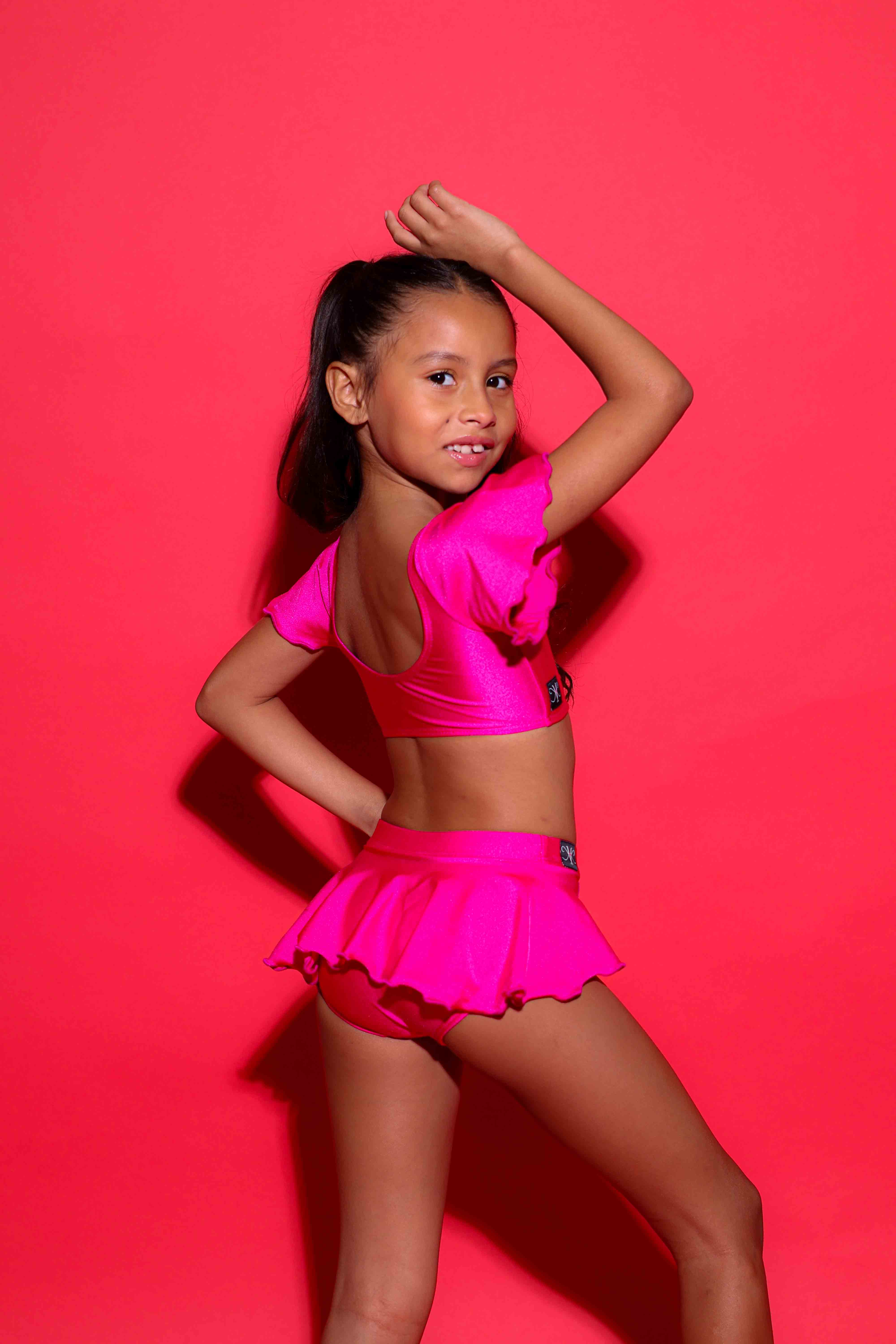 Flutter Bra Top - Fuchsia Shiny - Ready To Ship