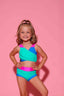 Cross My Heart Bra Top - Dark Mint/Turquoise/Tropic Pink - Ready To Ship