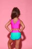 Cross My Heart Bra Top - Dark Mint/Turquoise/Tropic Pink - Ready To Ship