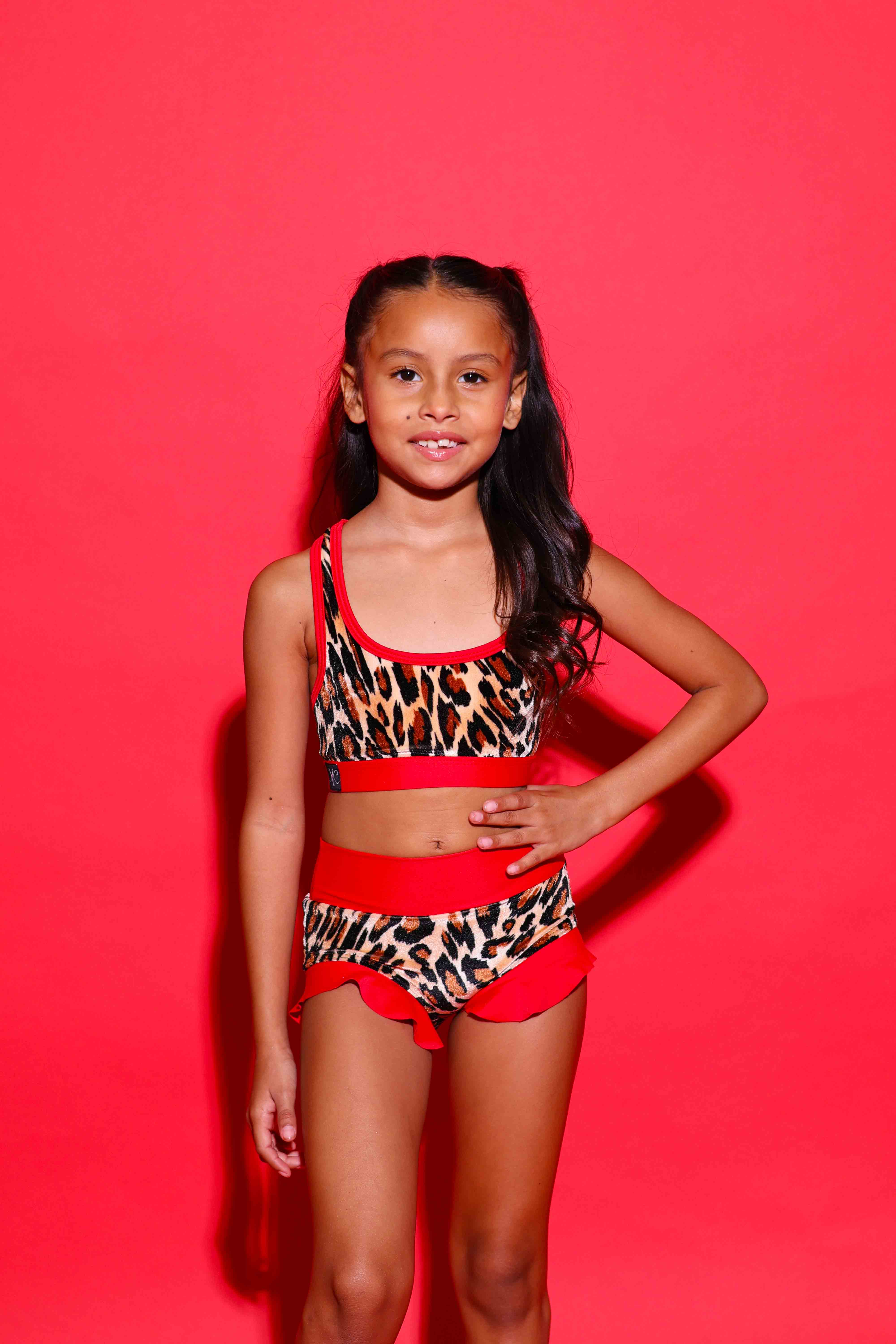 Lolita Bra Top - Jungle Velvet/Red - Ready To Ship