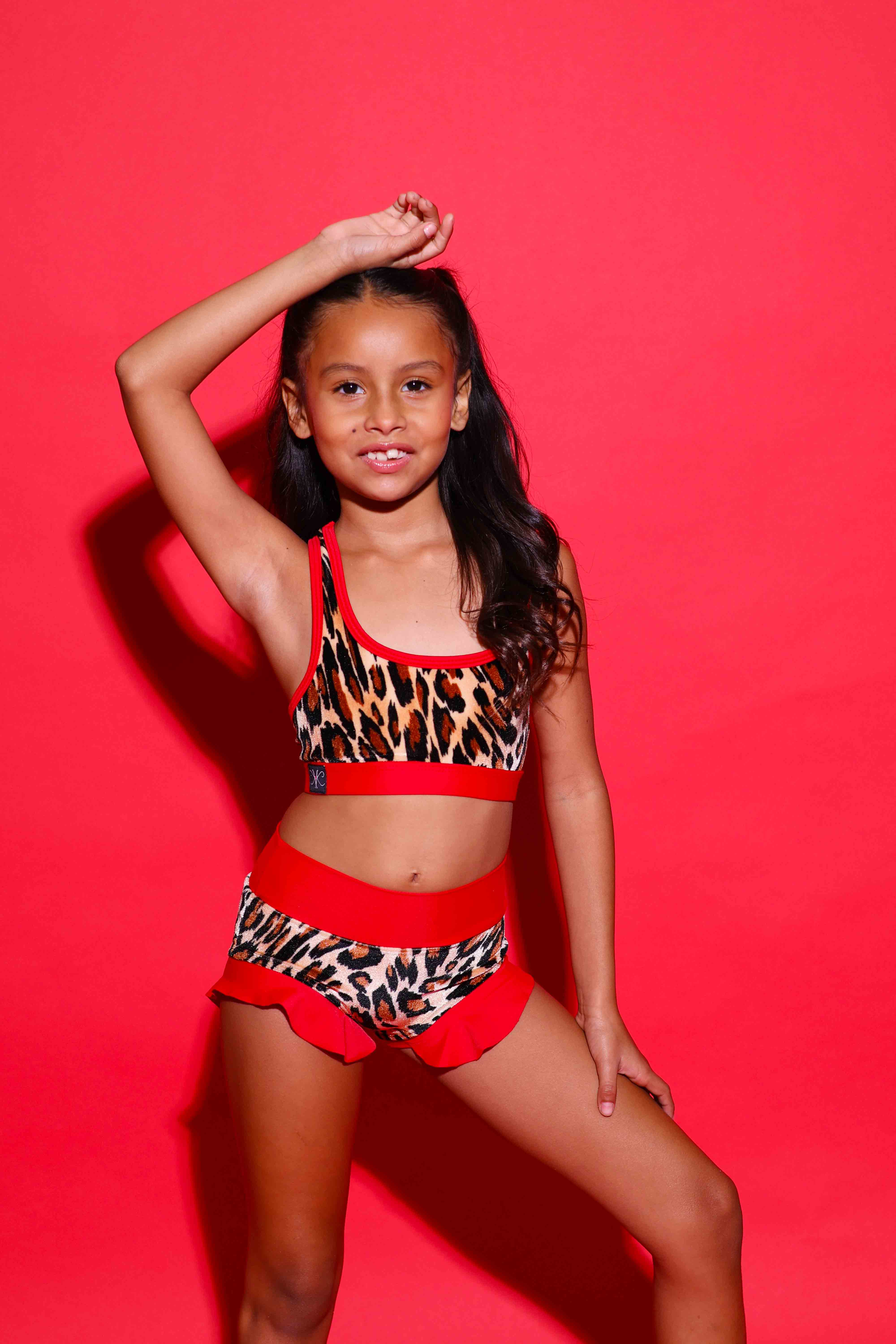 Lolita Bra Top - Jungle Velvet/Red - Ready To Ship