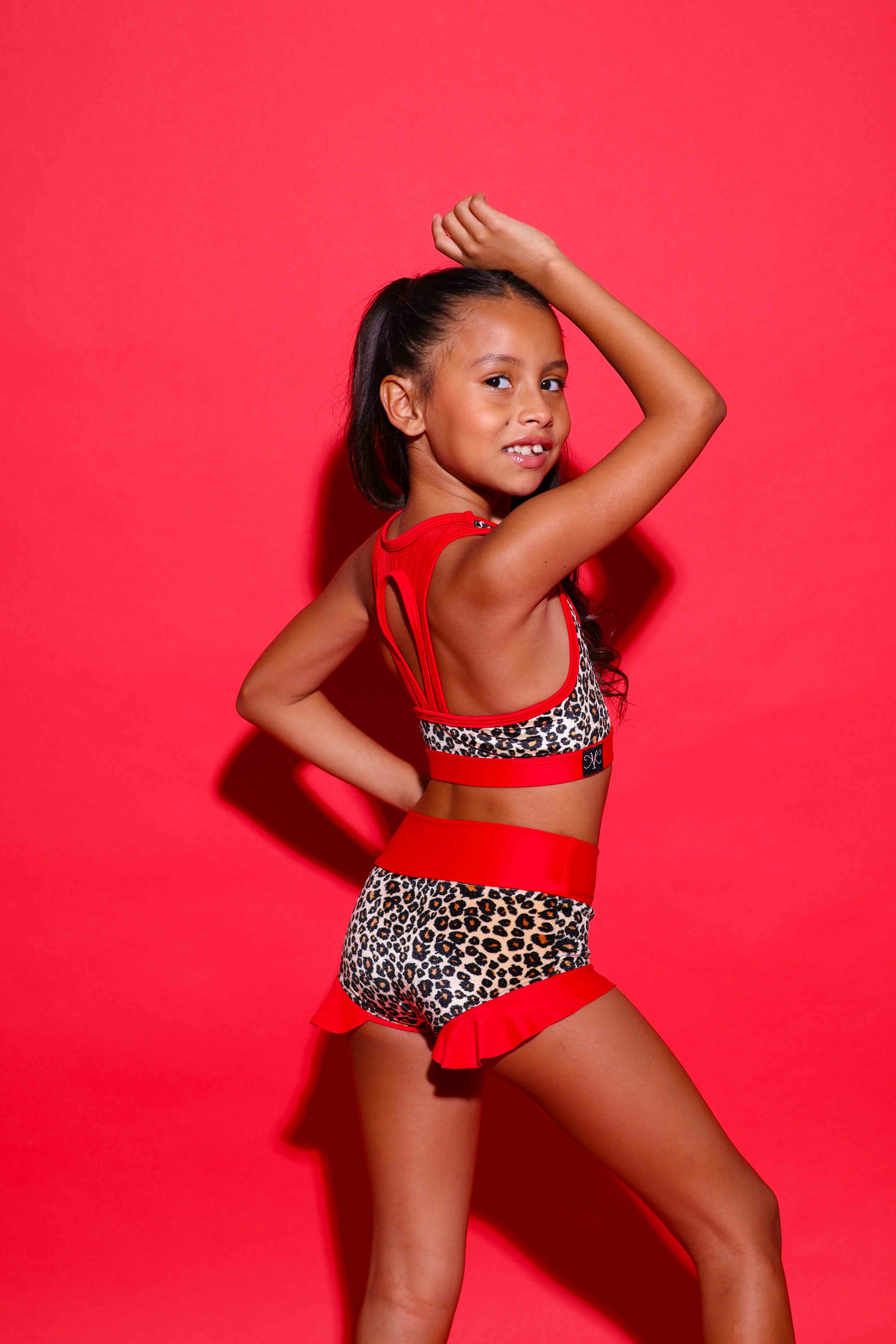 Lolita Brief - Cheetah Velvet/Red - Ready To Ship