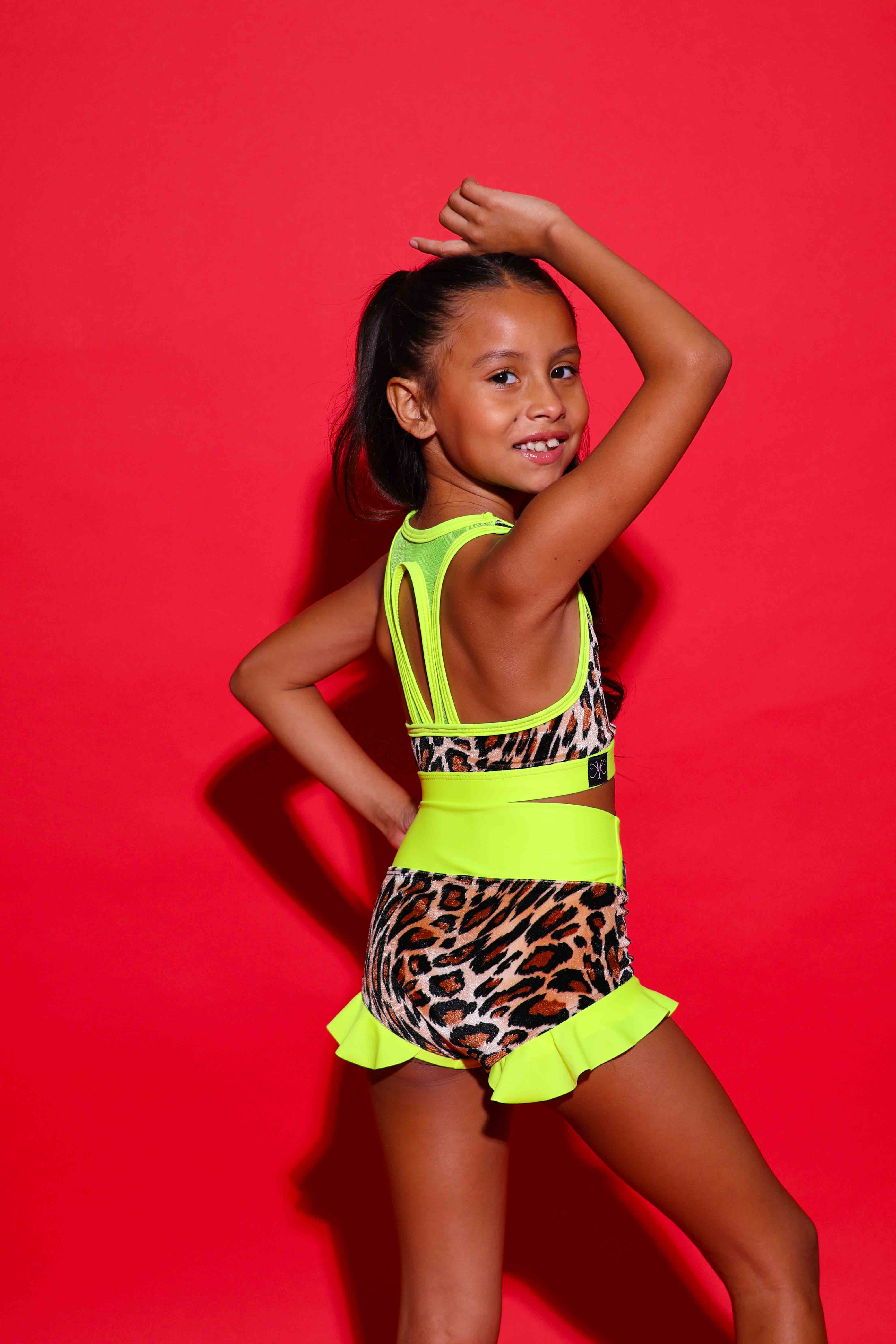 Lolita Bra Top - Jungle Velvet/Neon Yellow - Ready To Ship
