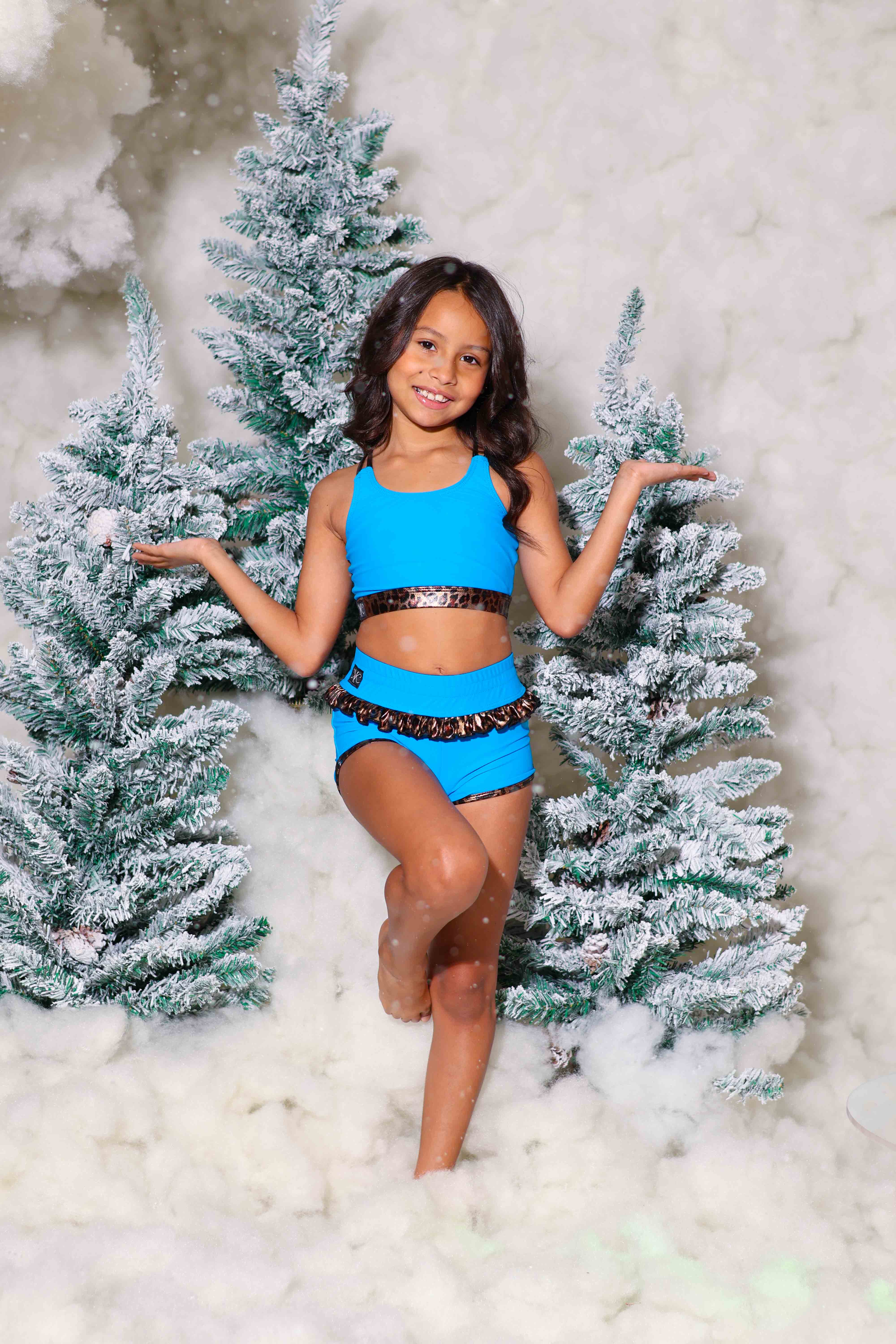 Leilani Ruffle Short - Turquoise/Glow Cheetah - Ready To Ship