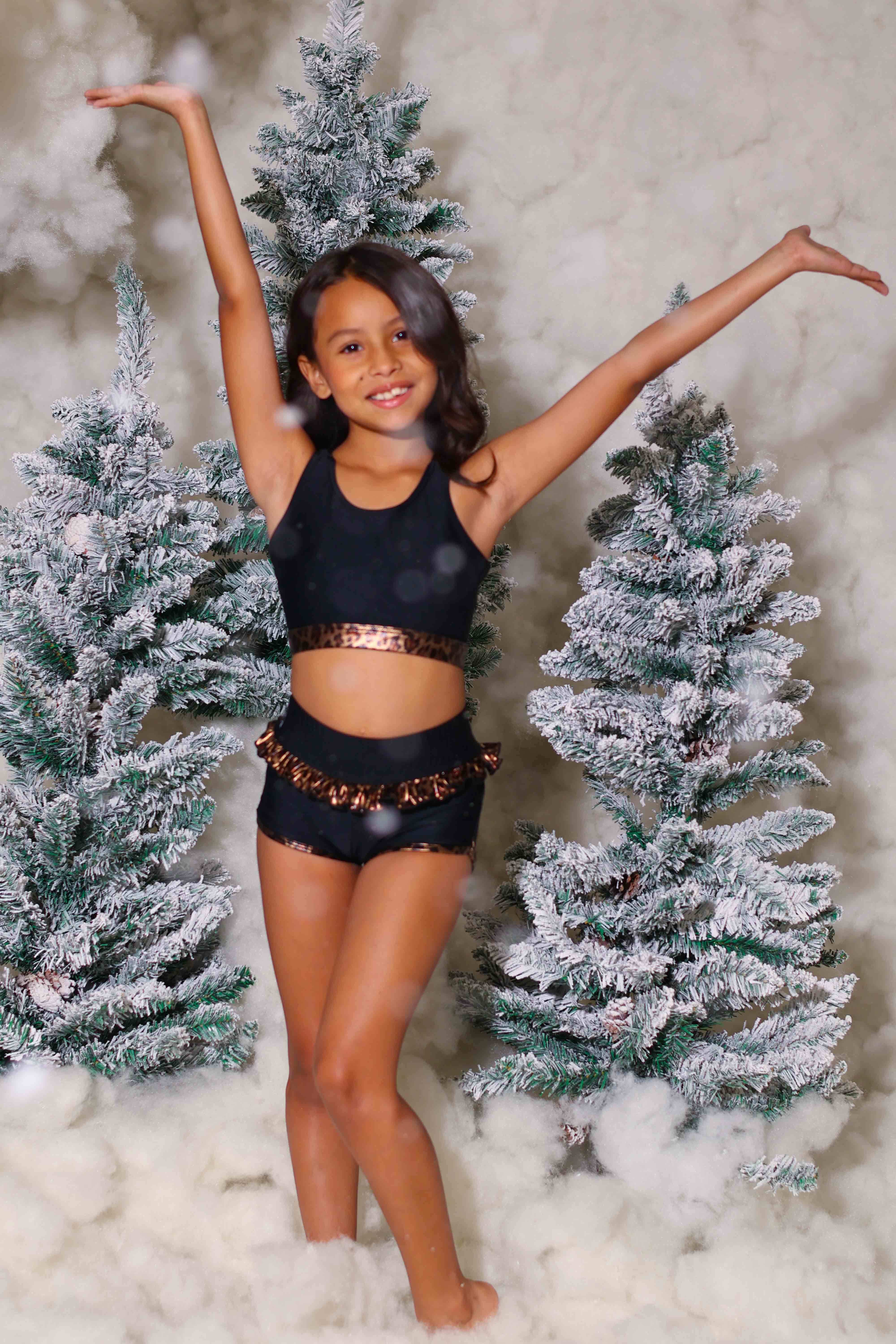 Leilani Ruffle Short - Black/Glow Cheetah - Ready To Ship