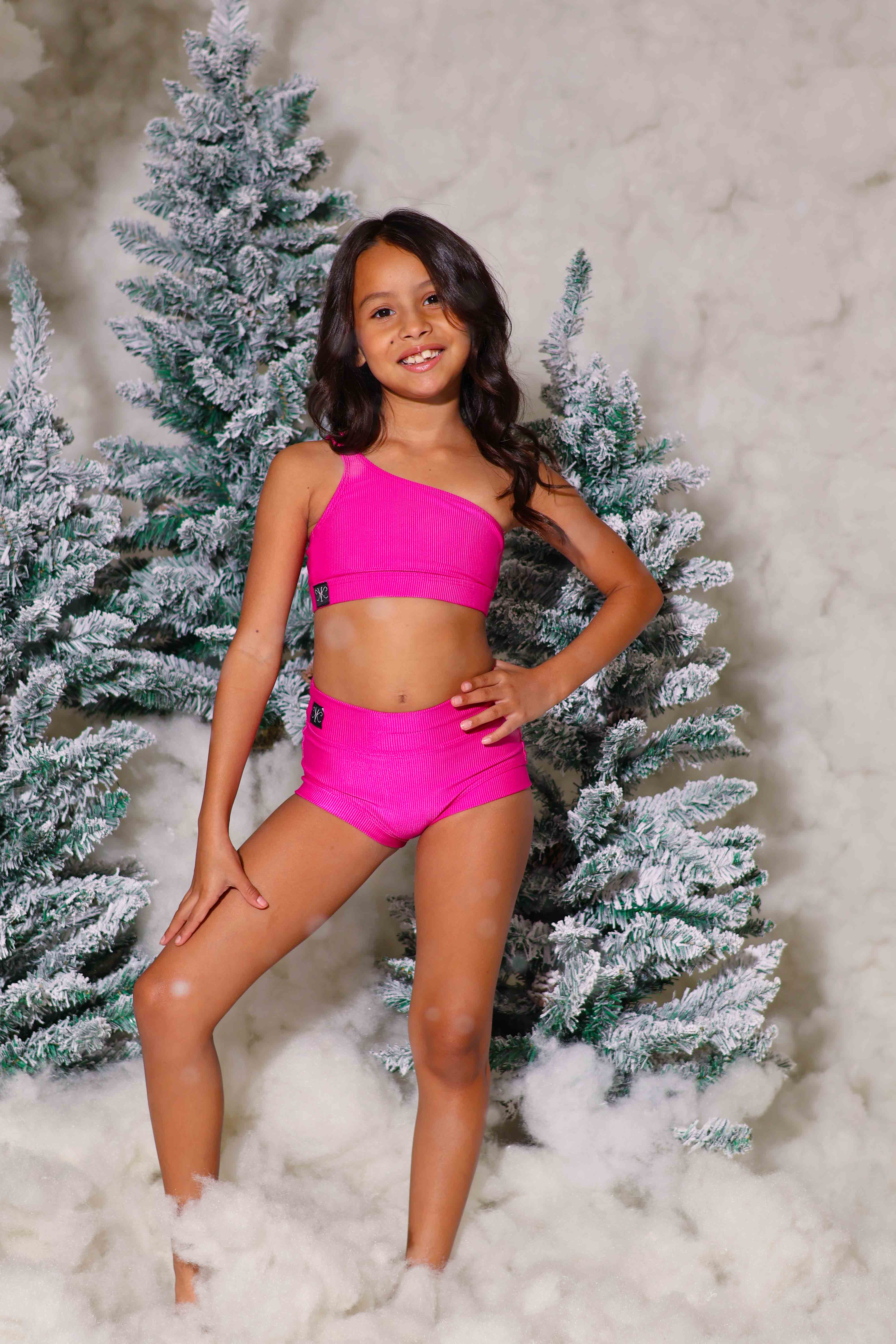 Cross the Line Ribbed Bra Top - Fuchsia Ribbed - Ready to Ship