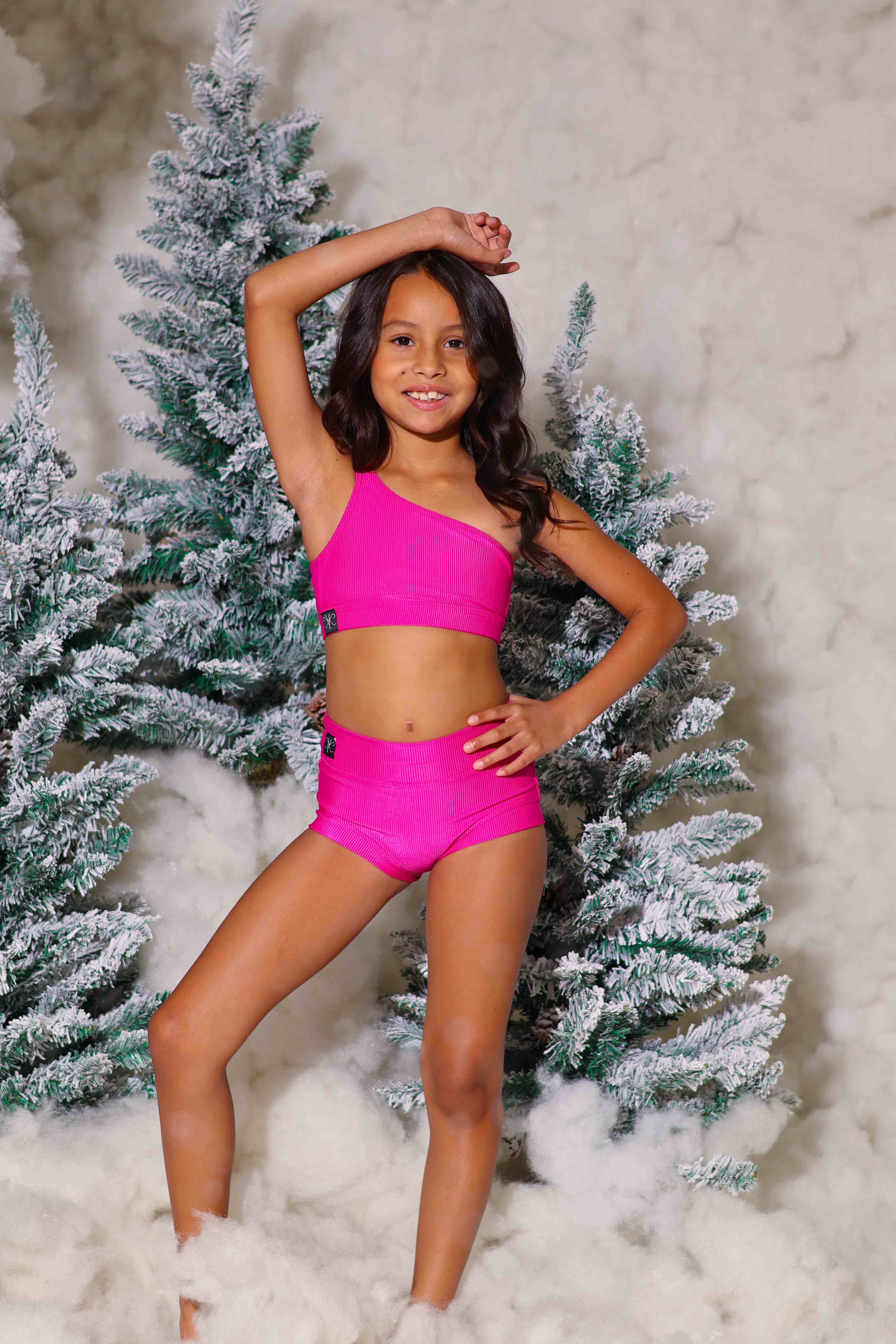 Cross the Line Ribbed Bra Top - Fuchsia Ribbed - Ready to Ship