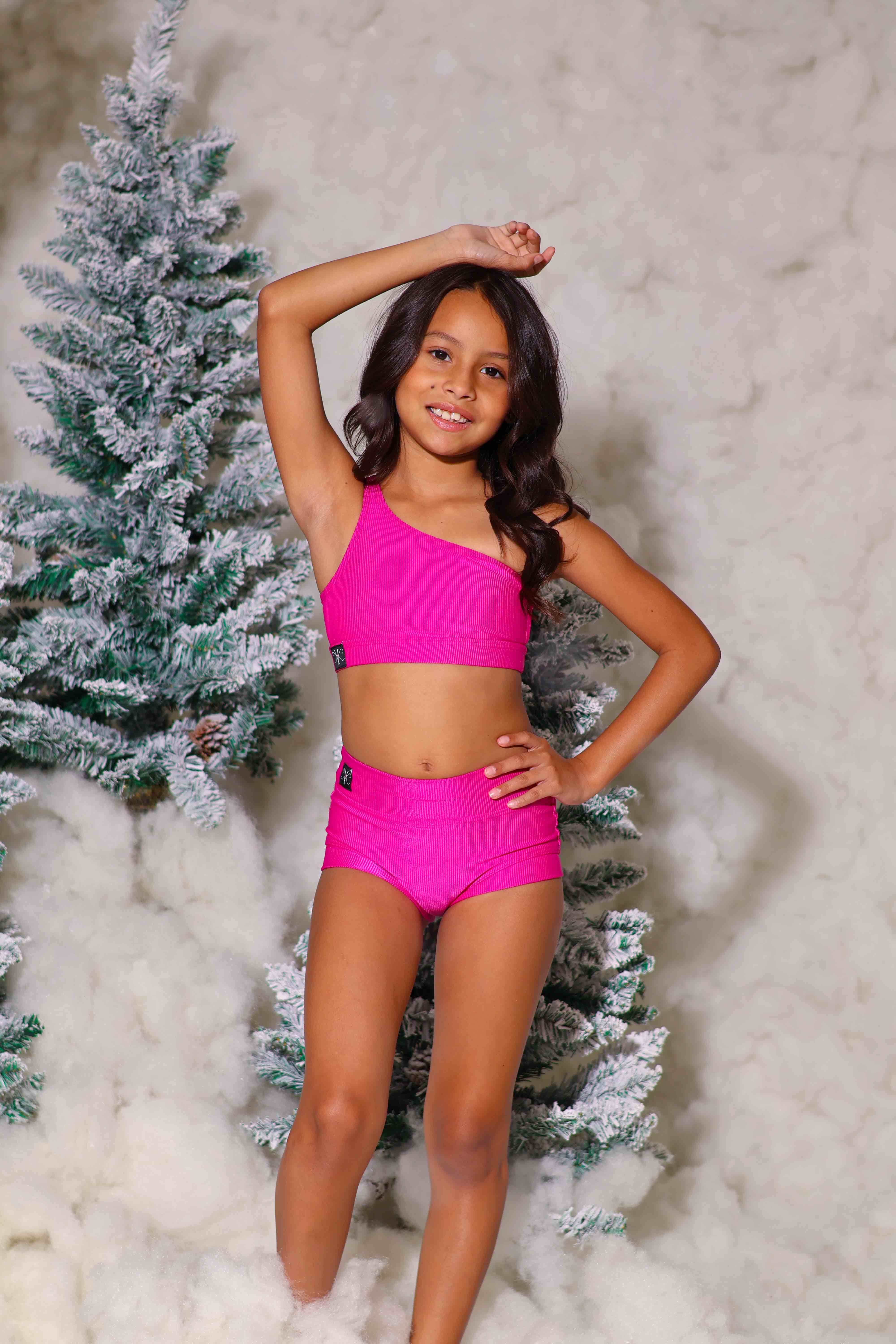 Cross the Line Ribbed Bra Top - Fuchsia Ribbed - Ready to Ship