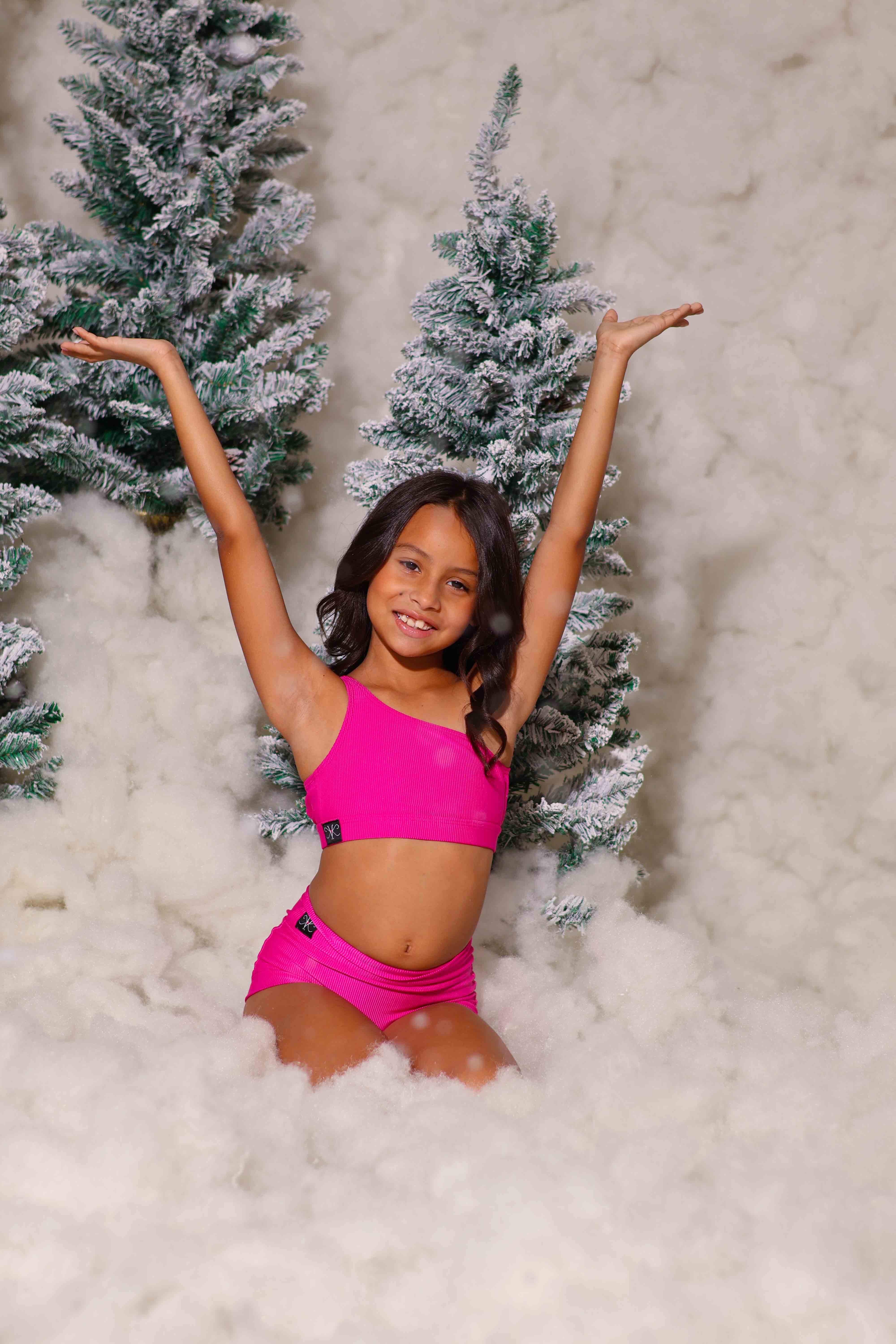 Cross the Line Ribbed Bra Top - Fuchsia Ribbed - Ready to Ship