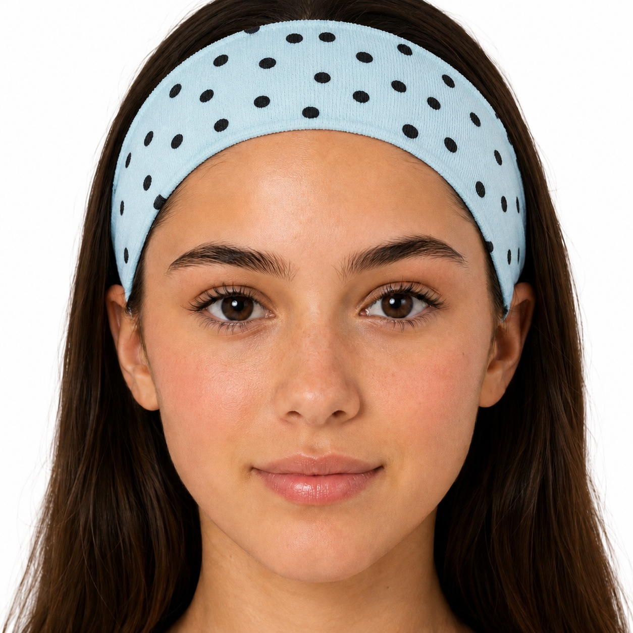 5th Ave Headband - Baby Blue/Black Polka Dot