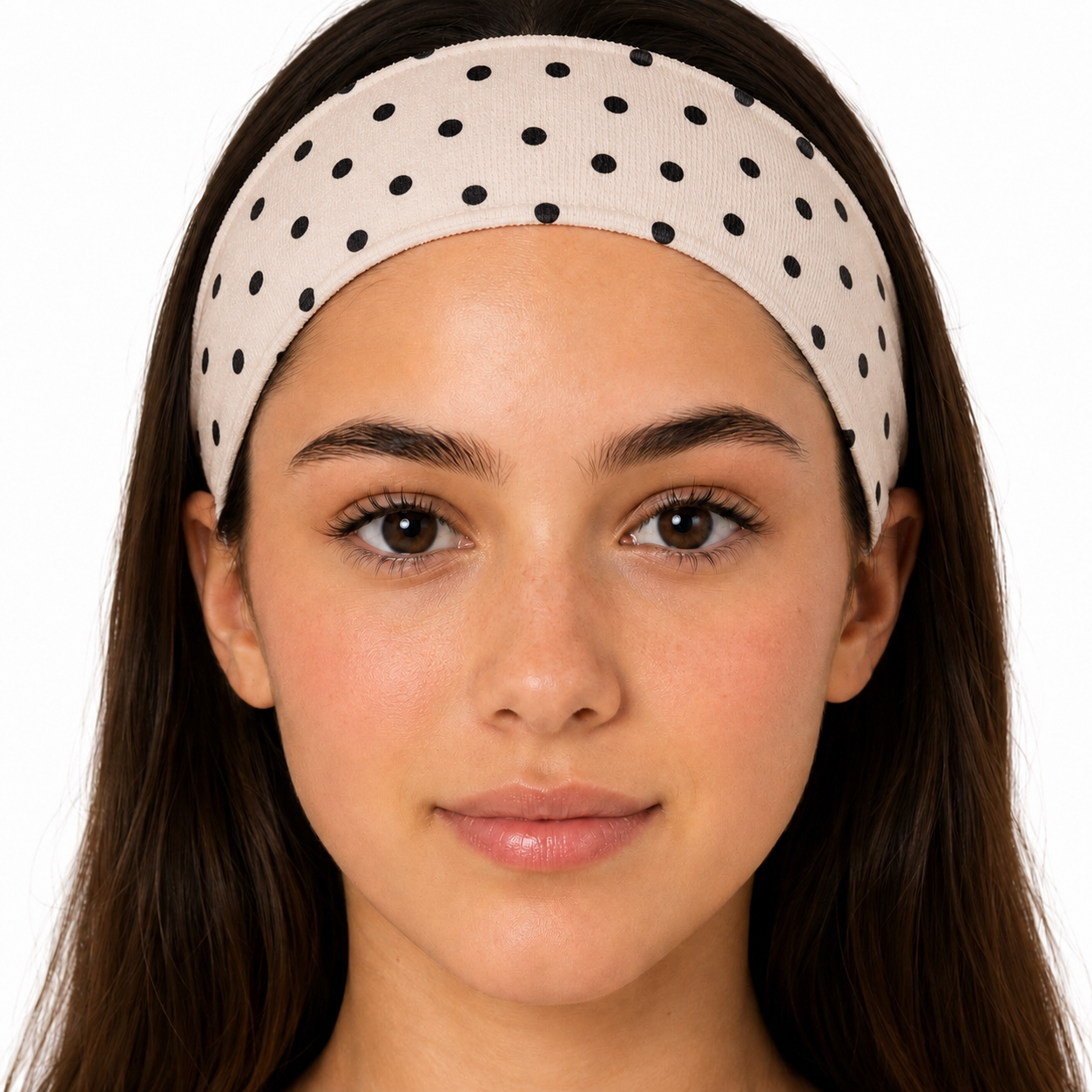 5th Ave Headband - Sand/Black Polka Dot