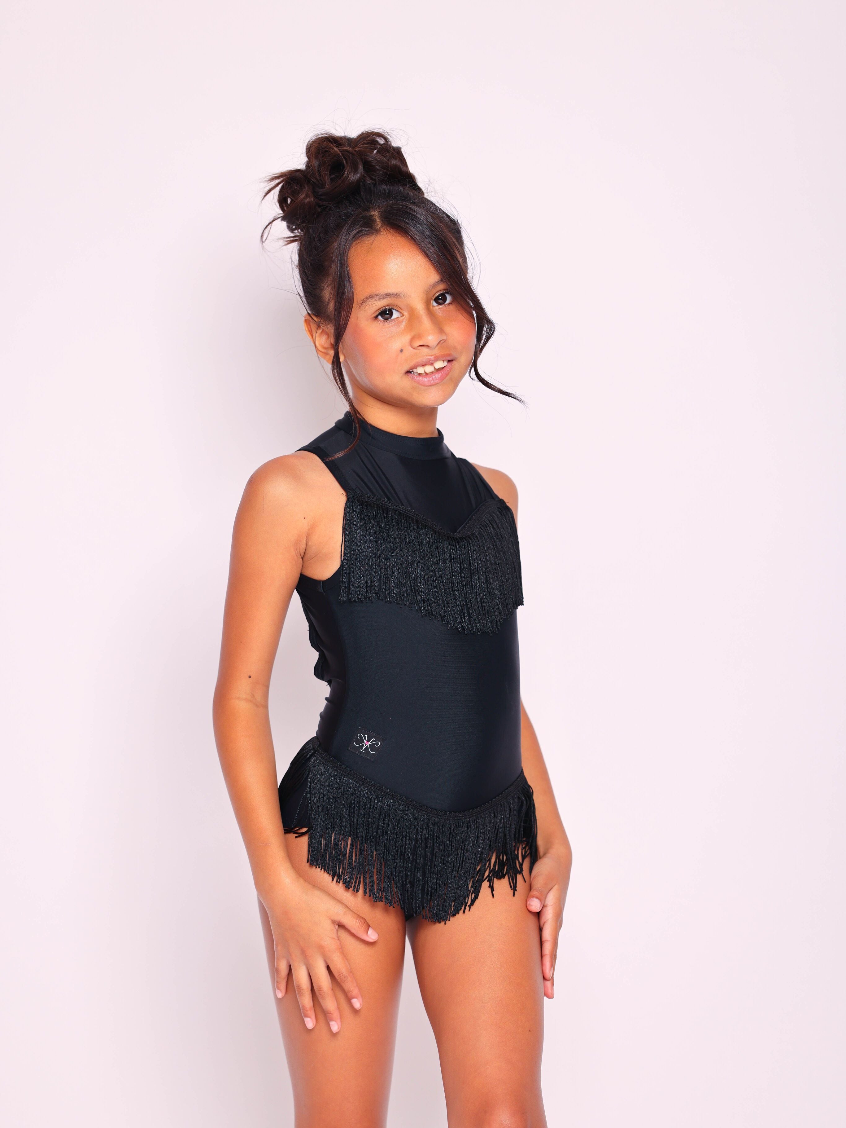 Audition Leotard - Black Fringe - Ready to Ship