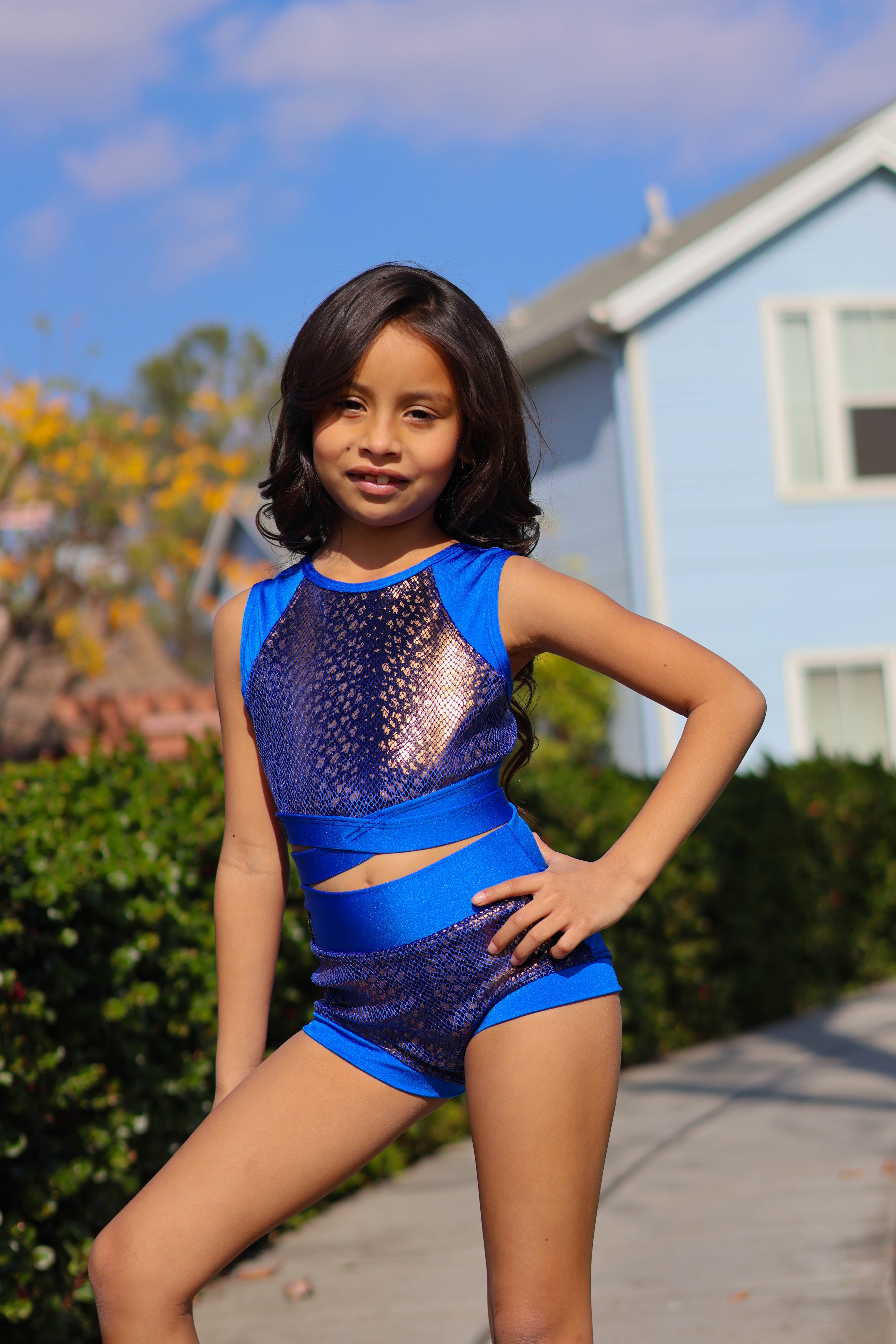 Criss Cross Bra Top - Royal Blue Viper - Ready to Ship